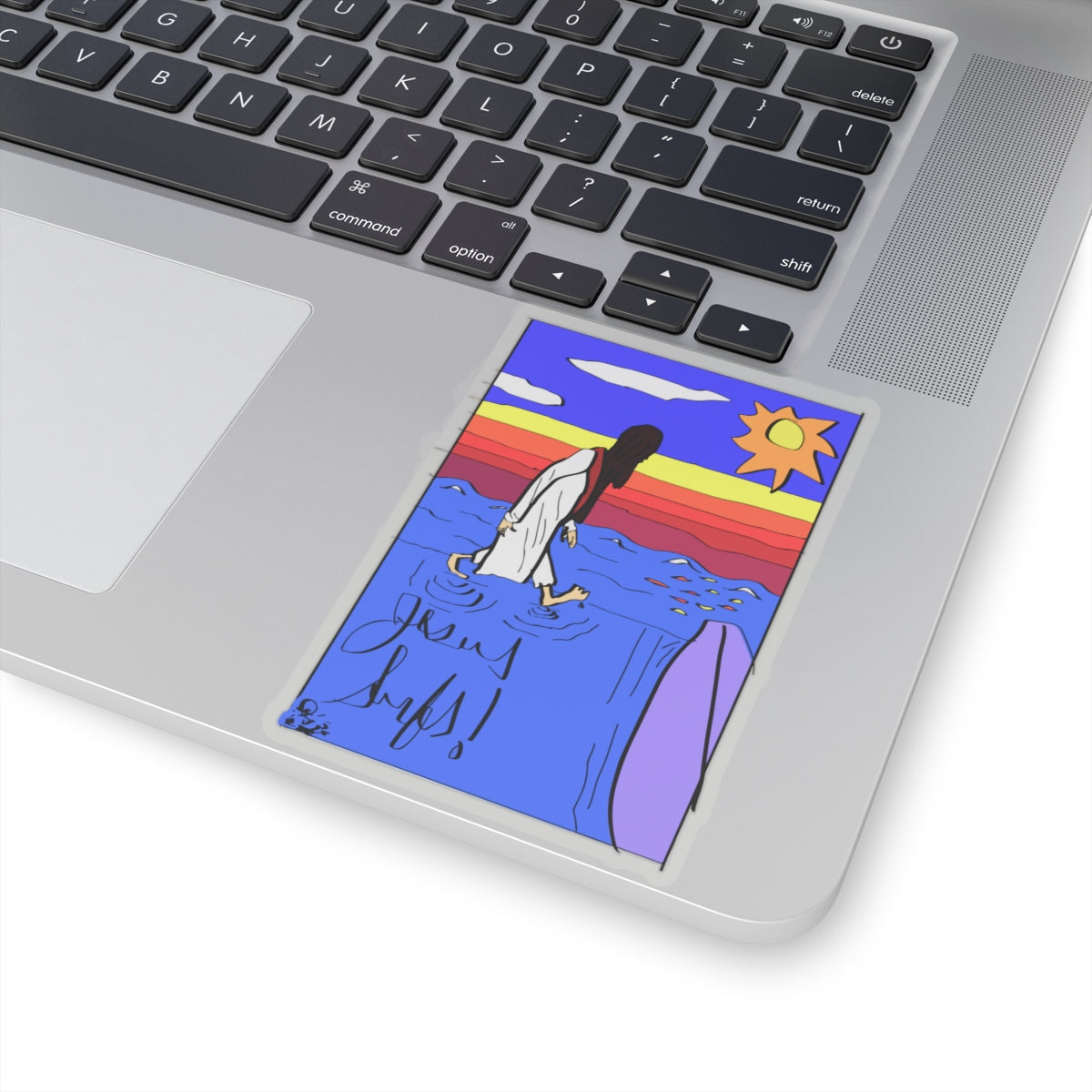 Jesus Surfs “Walks On Water” Kiss-Cut Stickers