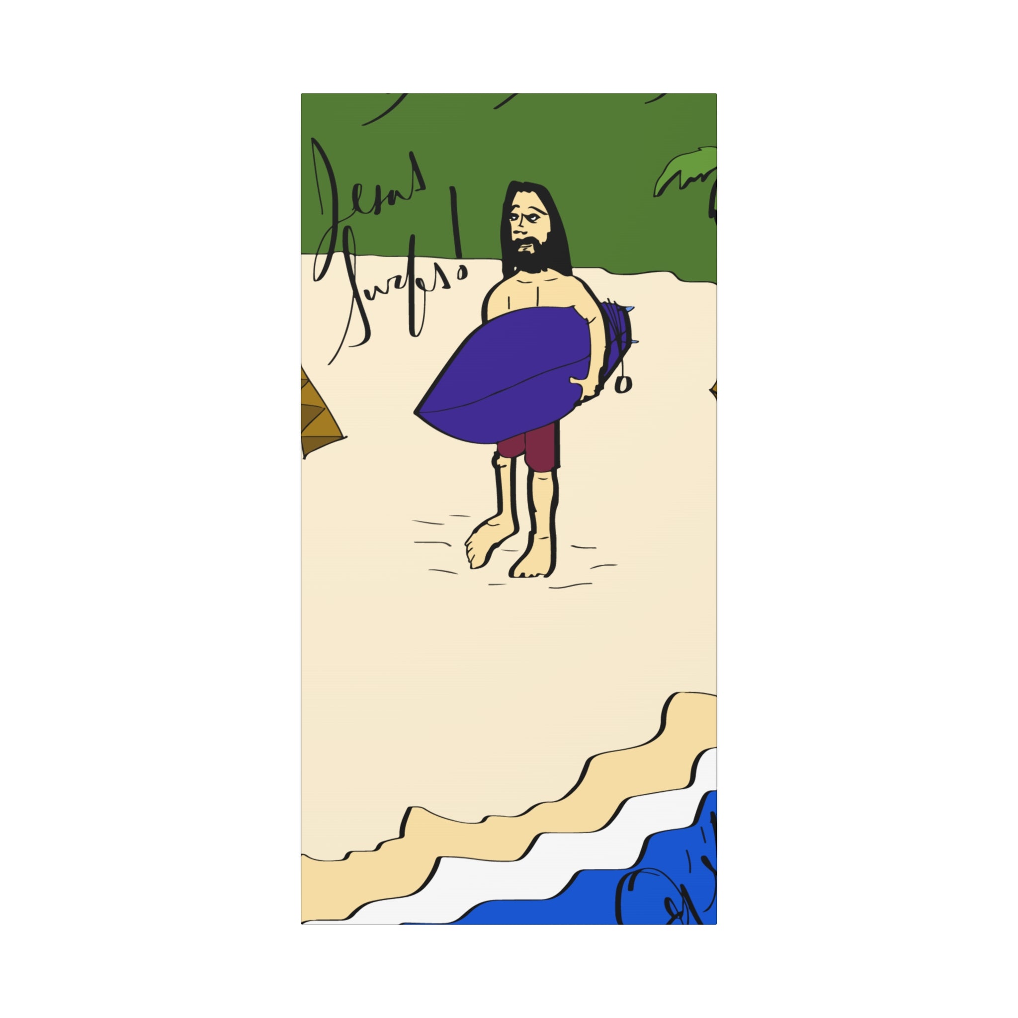 Jesus Surfs - Wave Check - Matte Canvas