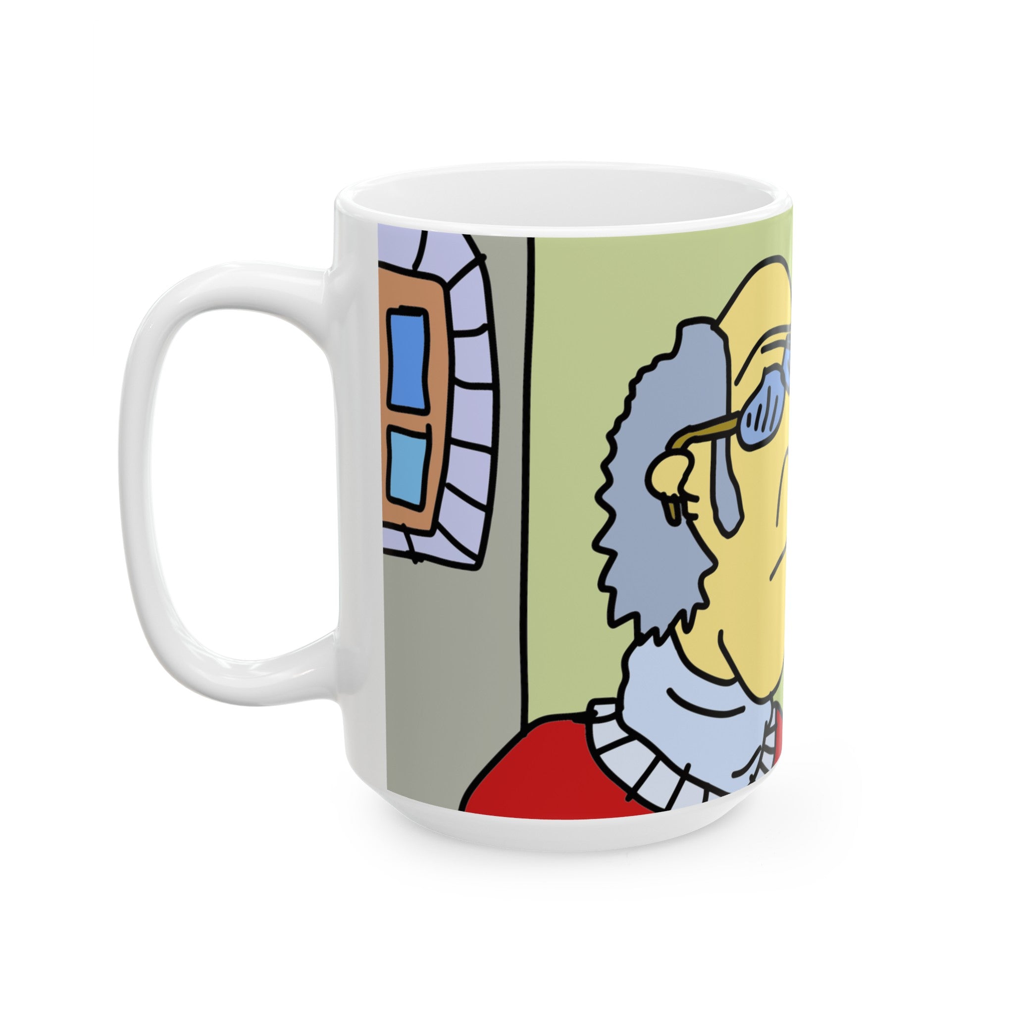 Time Traveling Bookstore George Ceramic Mug, (11oz, 15oz)