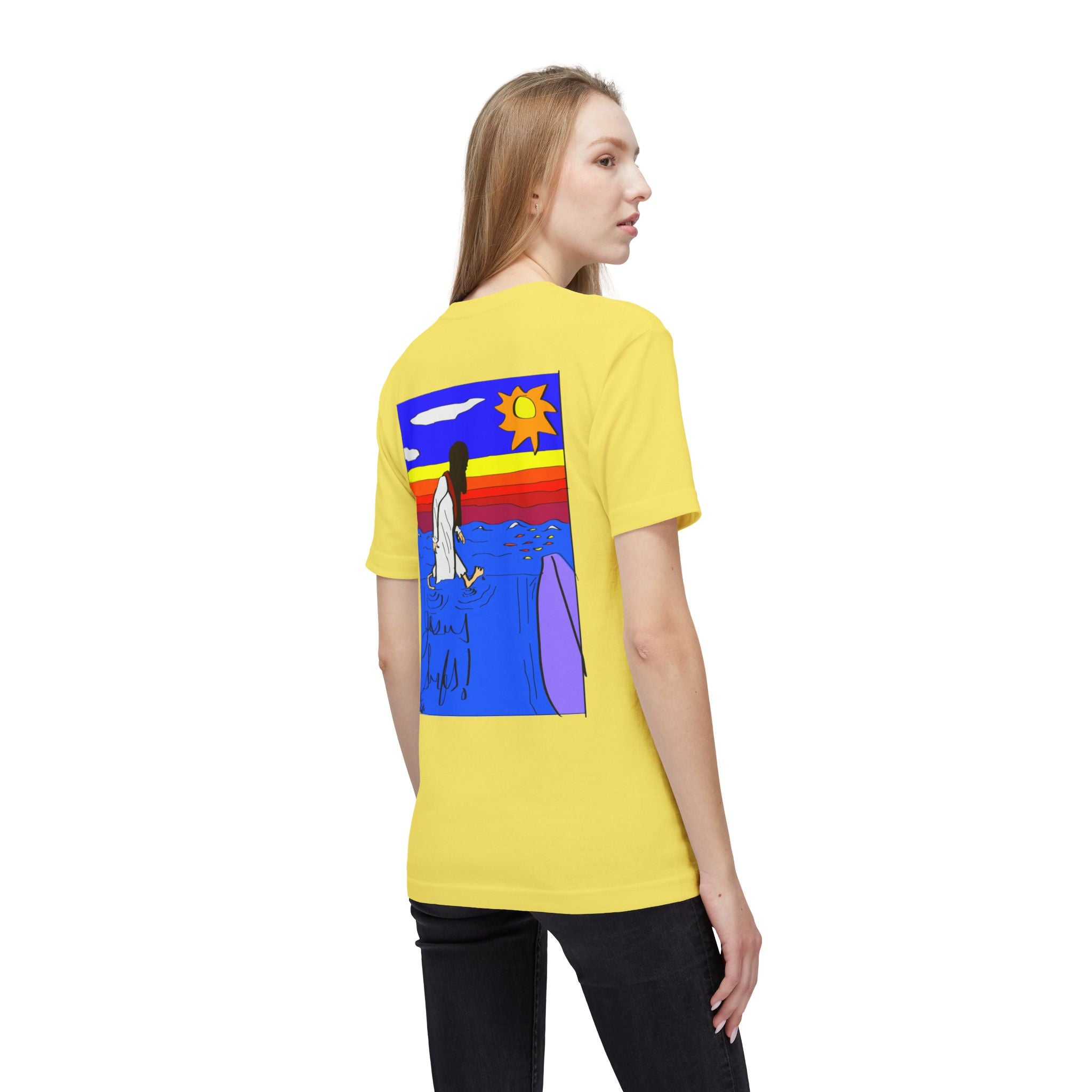 Jesus Surfs “Walks On Water” Unisex Deluxe T-shirt