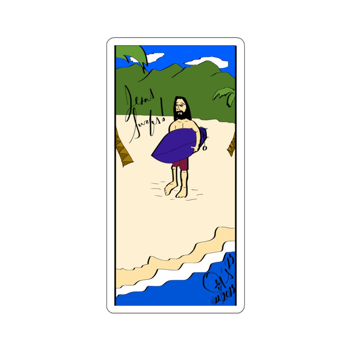 Jesus Surfs - Wave Check - Kiss-Cut Stickers