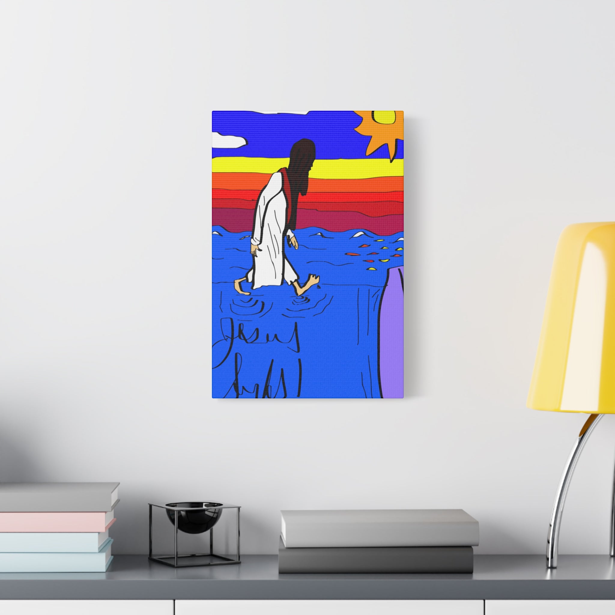 Jesus Surfs “ Walks On Water” Matte Canvas, Stretched, 1.25"