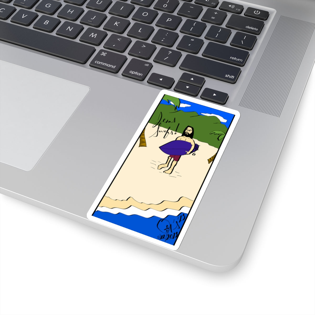 Jesus Surfs - Wave Check - Kiss-Cut Stickers