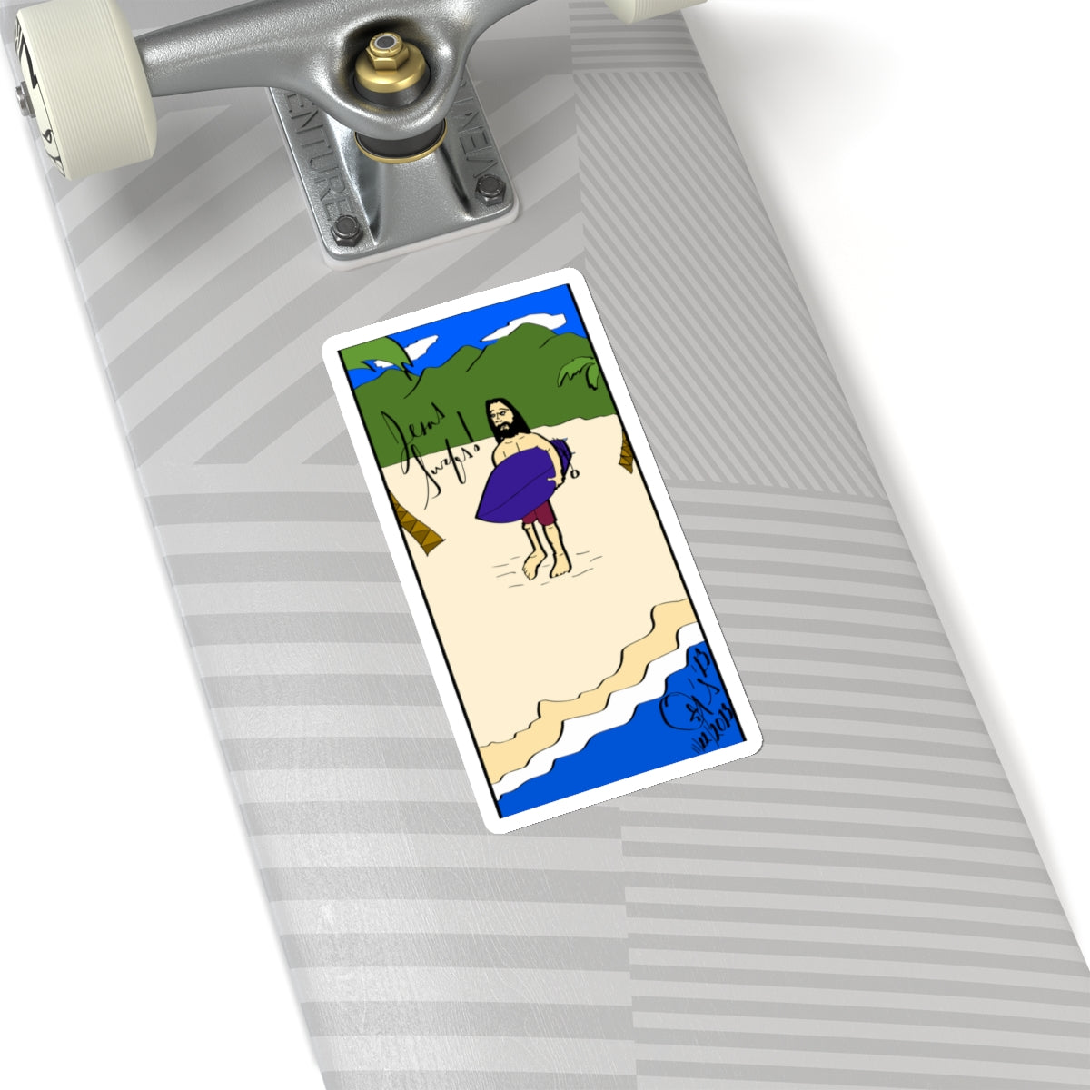 Jesus Surfs - Wave Check - Kiss-Cut Stickers