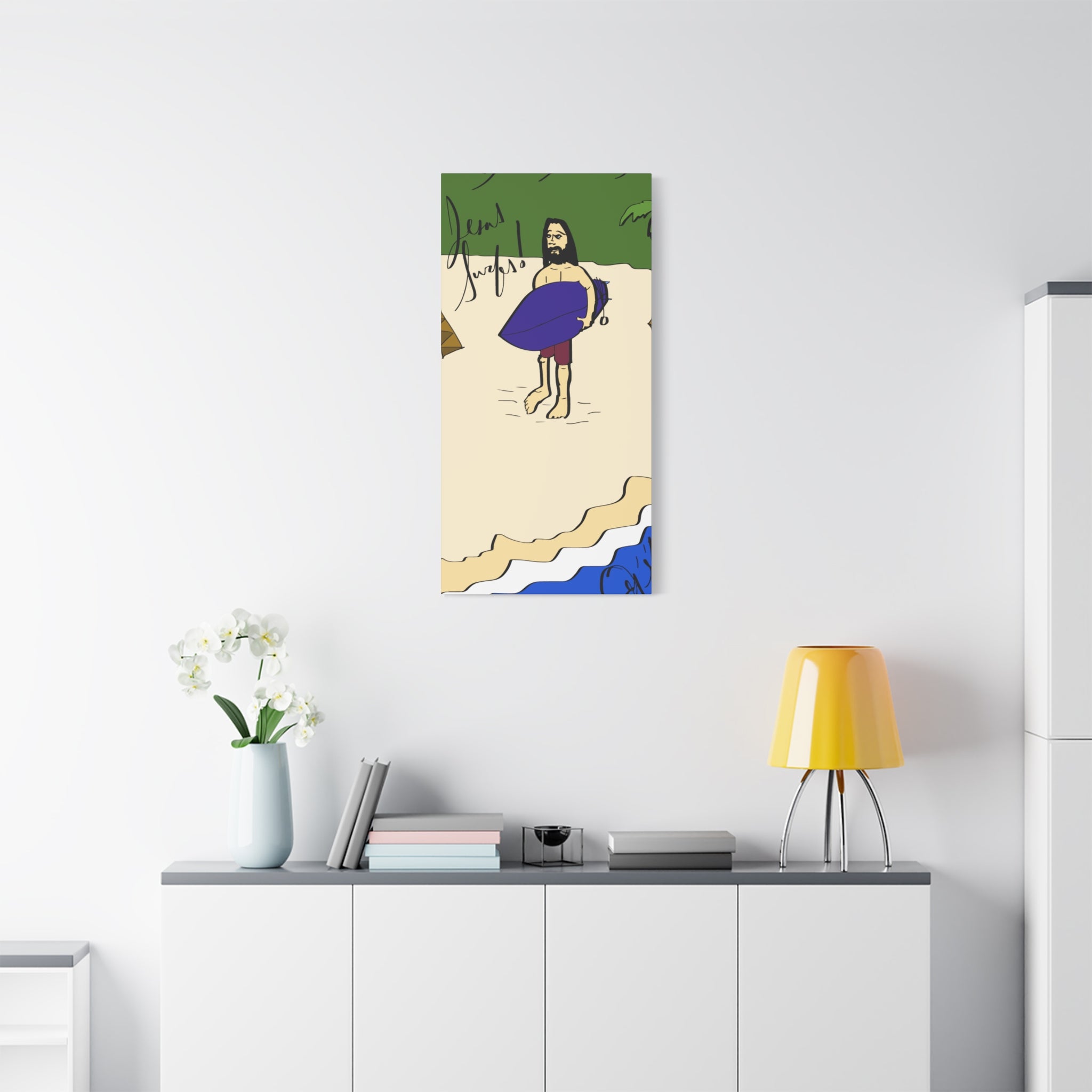 Jesus Surfs - Wave Check - Matte Canvas