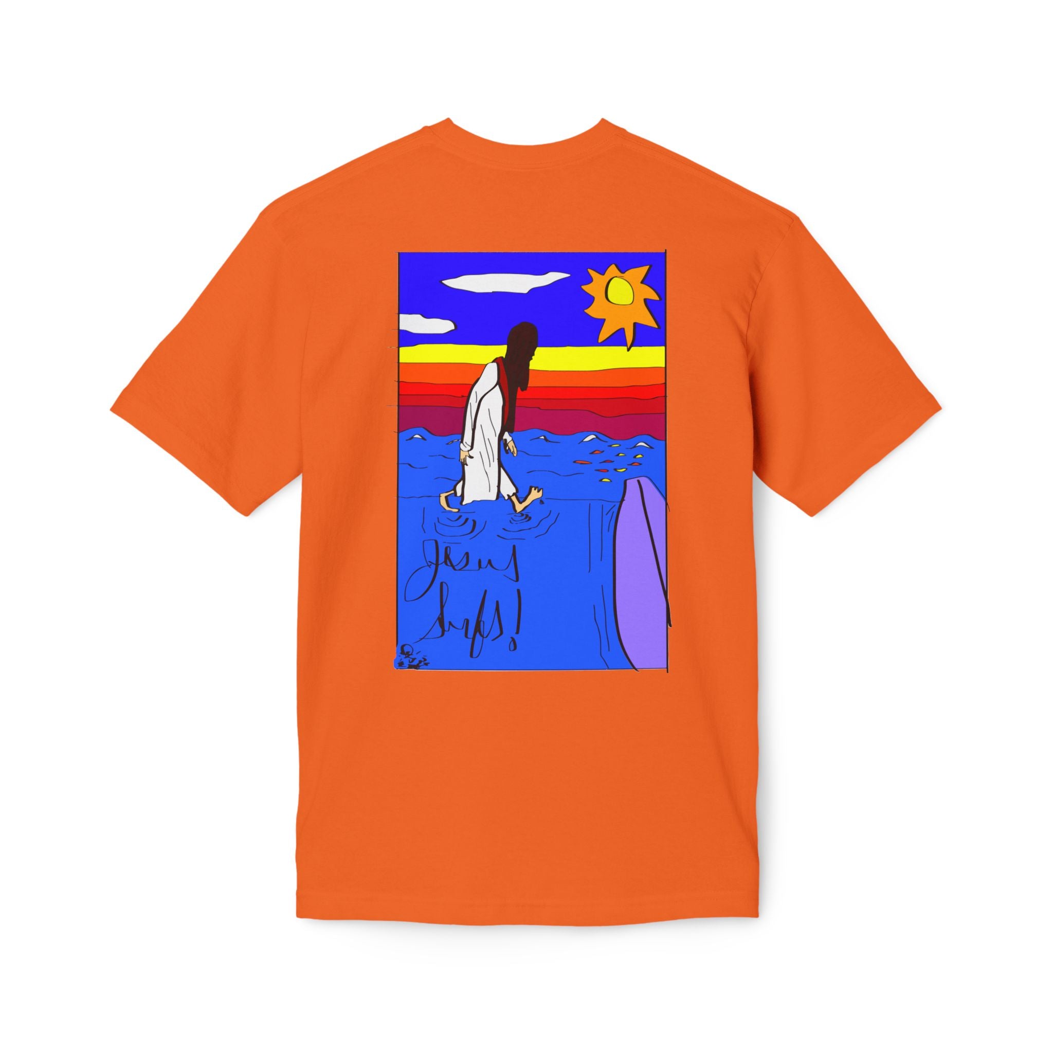 Jesus Surfs “Walks On Water” Unisex Deluxe T-shirt