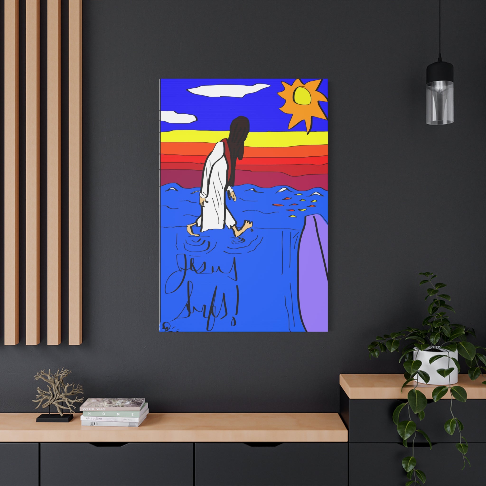 Jesus Surfs “ Walks On Water” Matte Canvas, Stretched, 1.25"