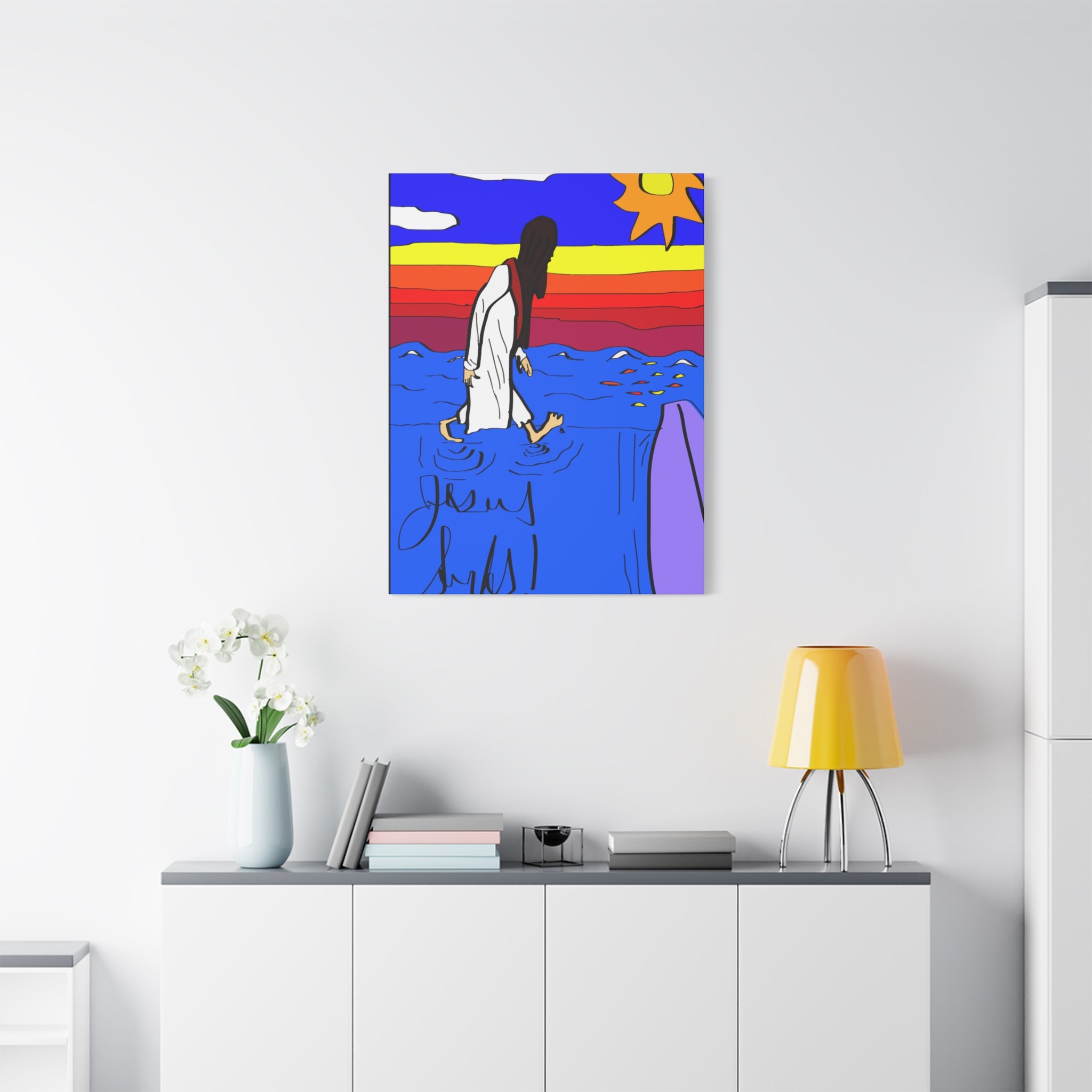 Jesus Surfs “ Walks On Water” Matte Canvas, Stretched, 1.25"