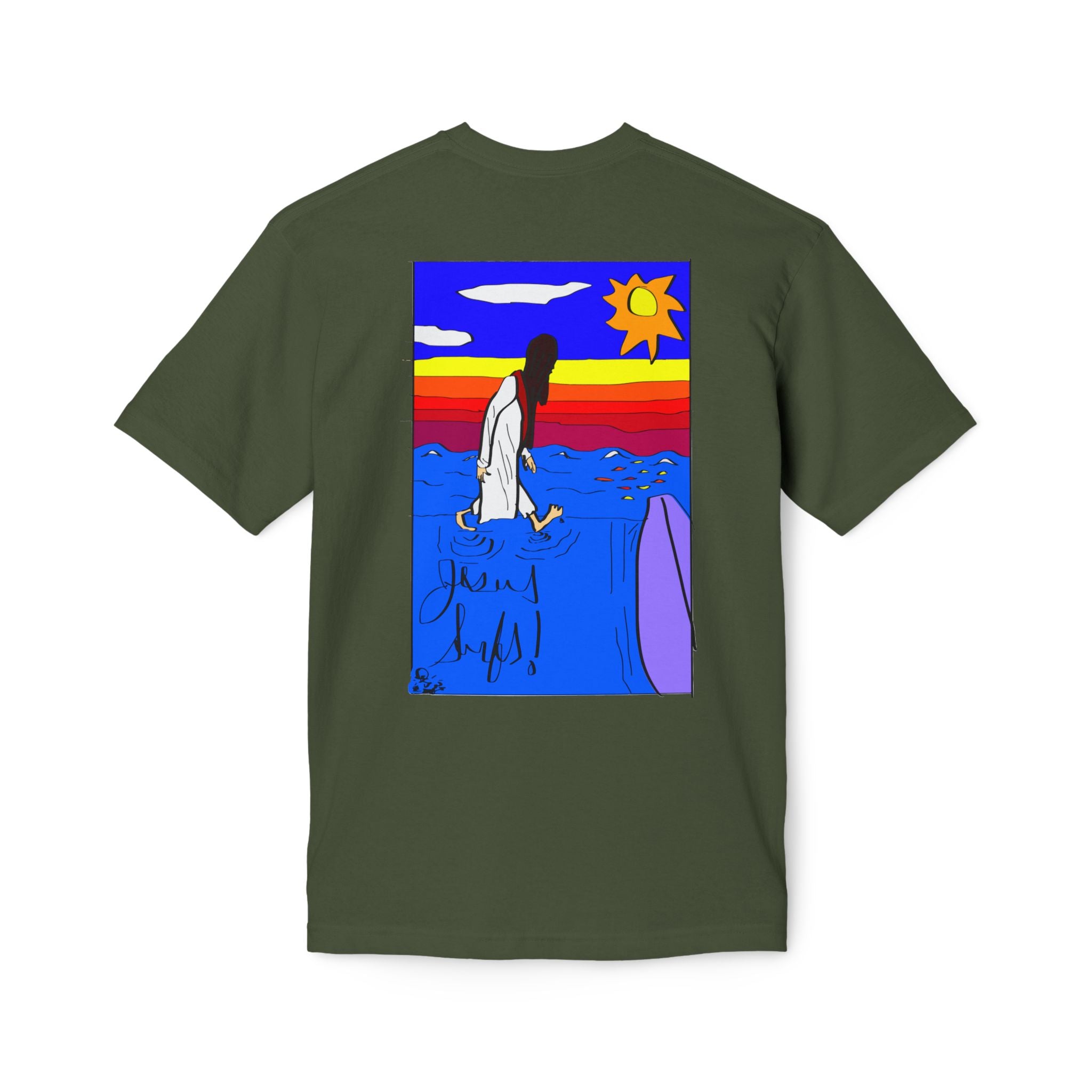 Jesus Surfs “Walks On Water” Unisex Deluxe T-shirt