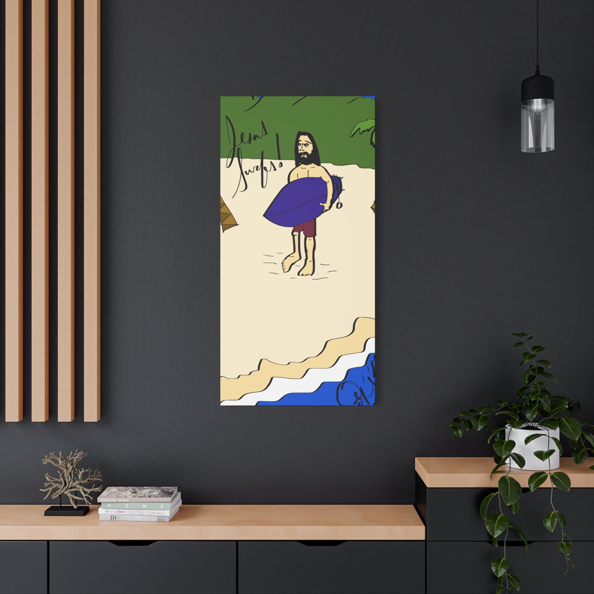 Jesus Surfs - Wave Check - Matte Canvas