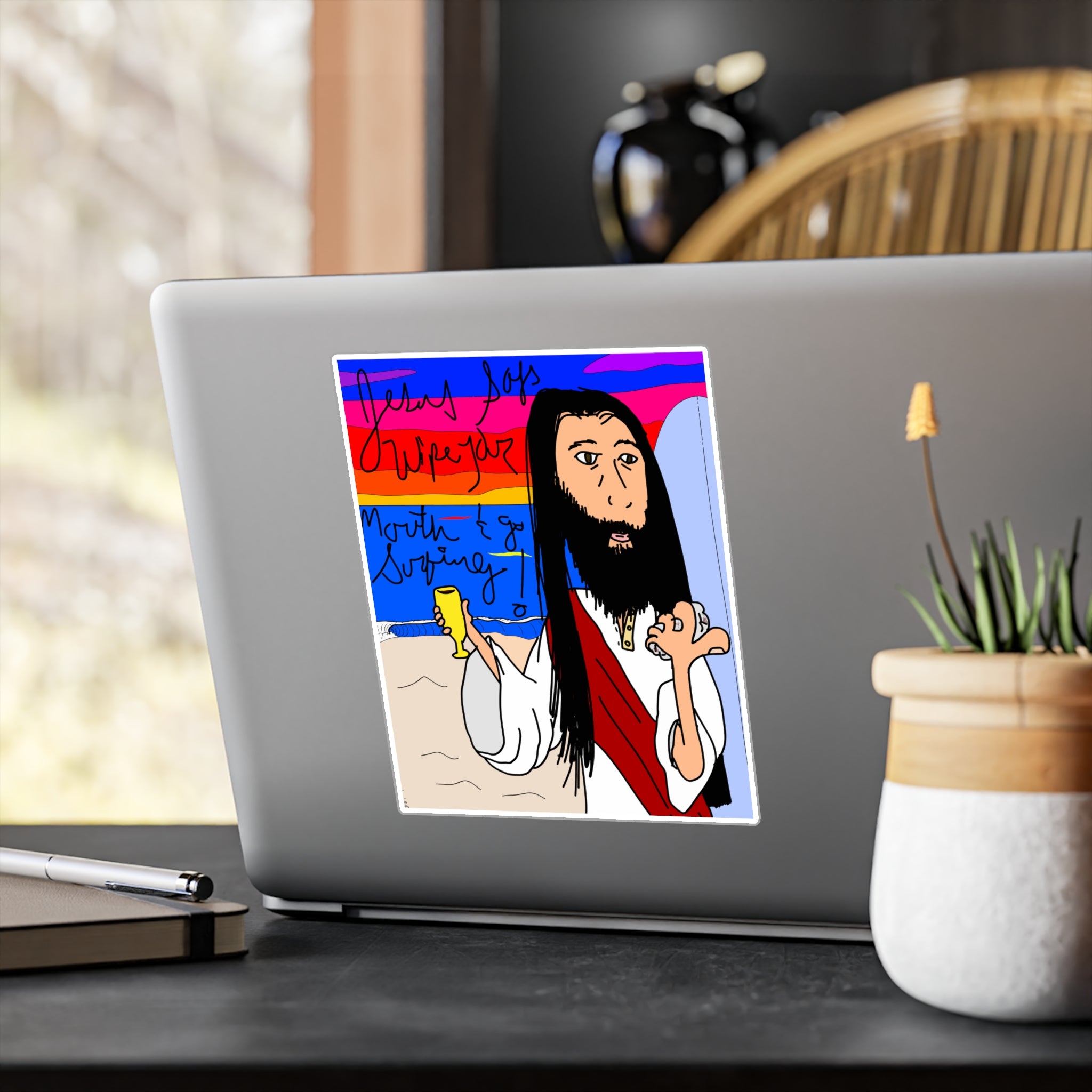 Jesus Surfs - Wipe Your Mouth & Go Surf - Kiss-Cut Vinyl Decals