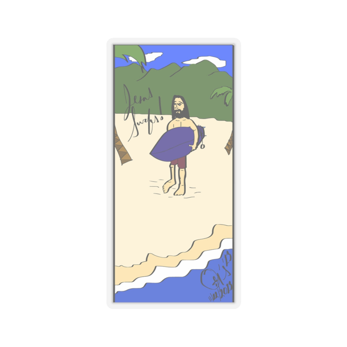 Jesus Surfs - Wave Check - Kiss-Cut Stickers