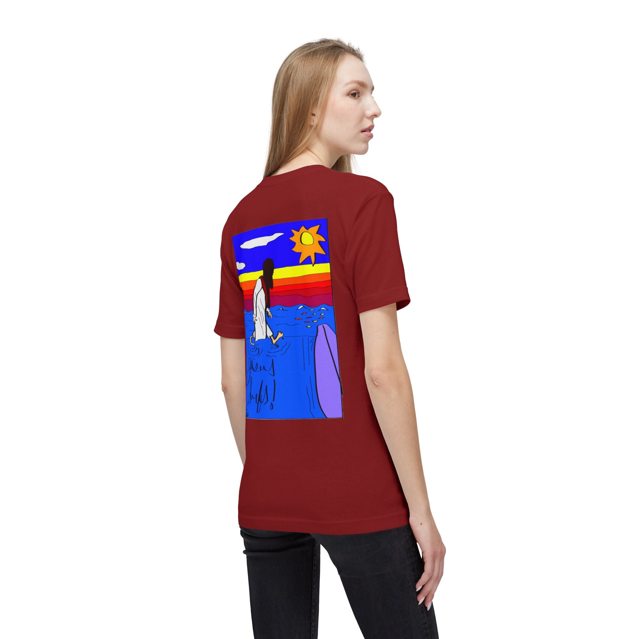 Jesus Surfs “Walks On Water” Unisex Deluxe T-shirt