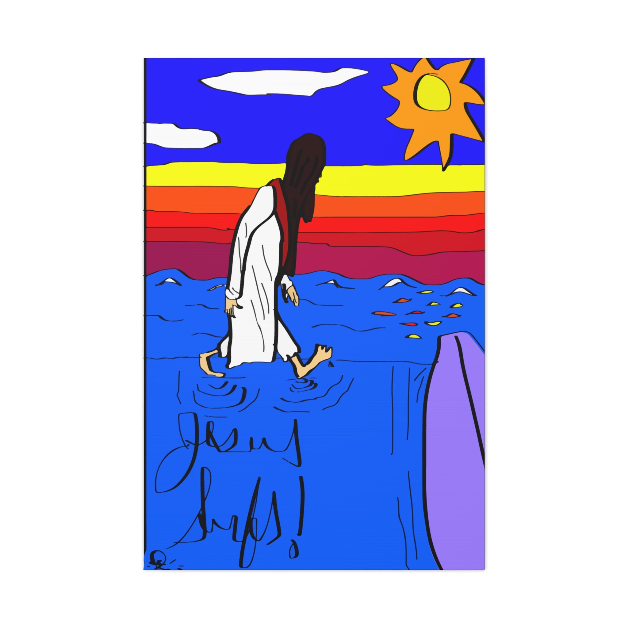 Jesus Surfs “ Walks On Water” Matte Canvas, Stretched, 1.25"