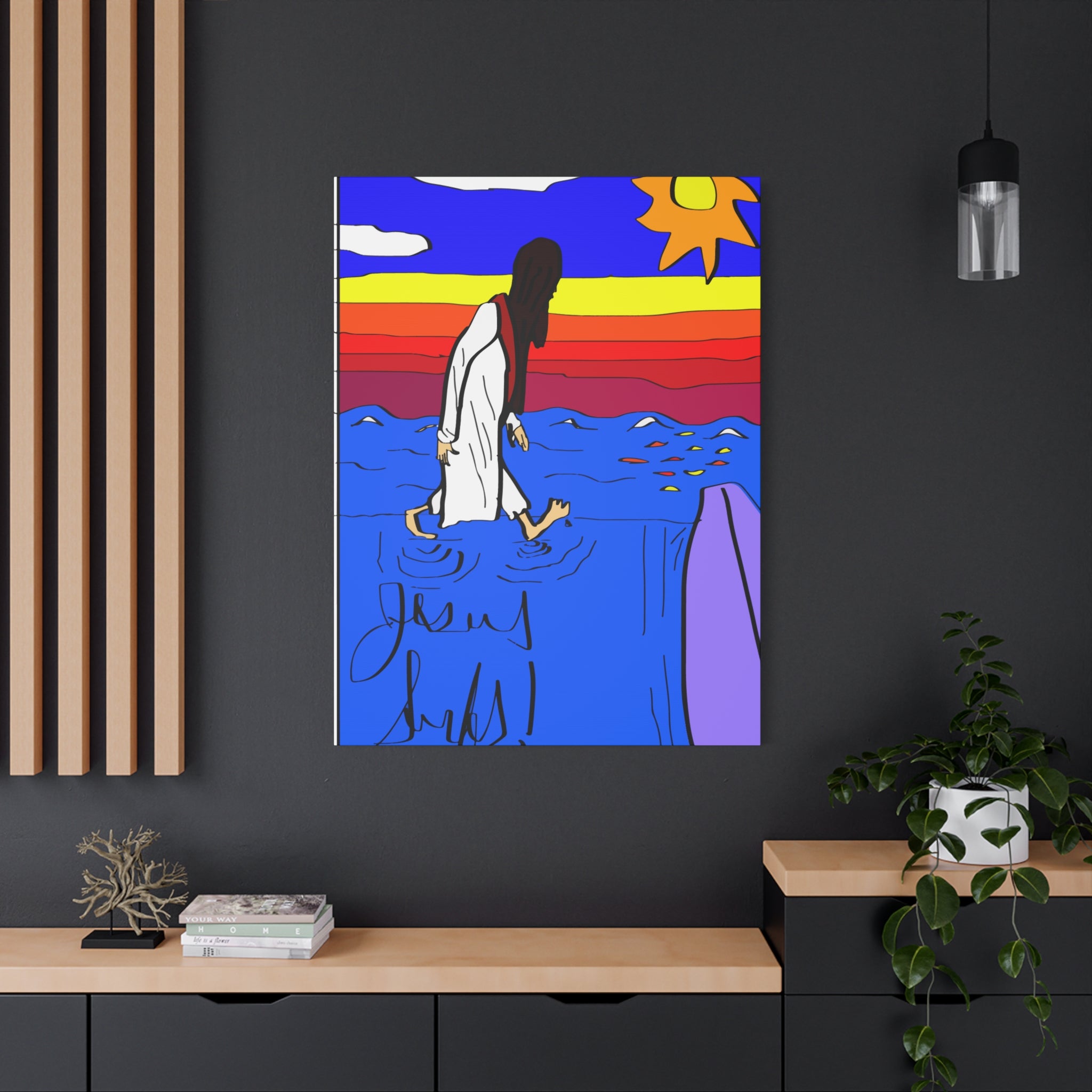 Jesus Surfs “ Walks On Water” Matte Canvas, Stretched, 1.25"