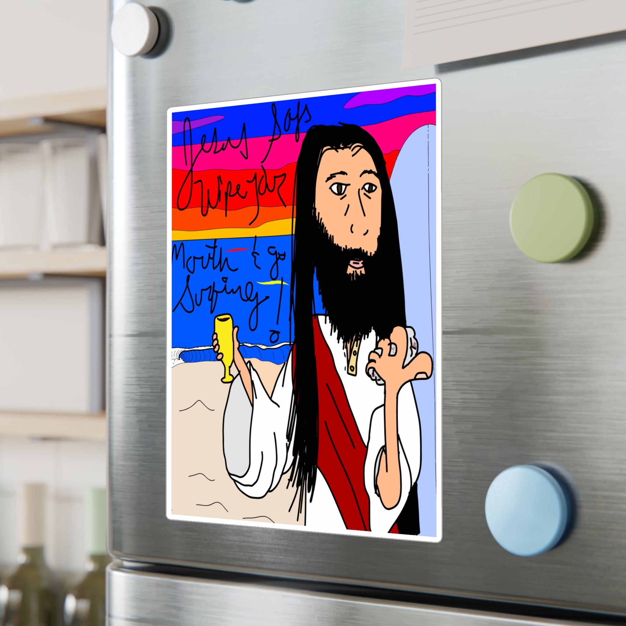 Jesus Surfs - Wipe Your Mouth & Go Surf - Kiss-Cut Vinyl Decals