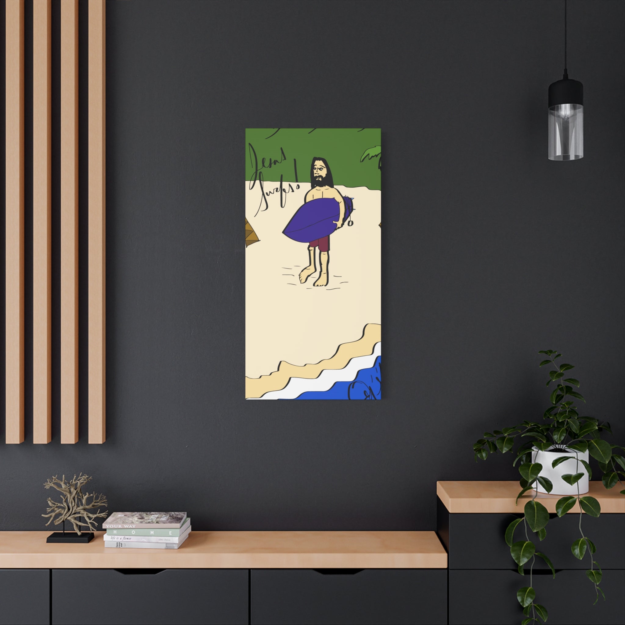 Jesus Surfs - Wave Check - Matte Canvas