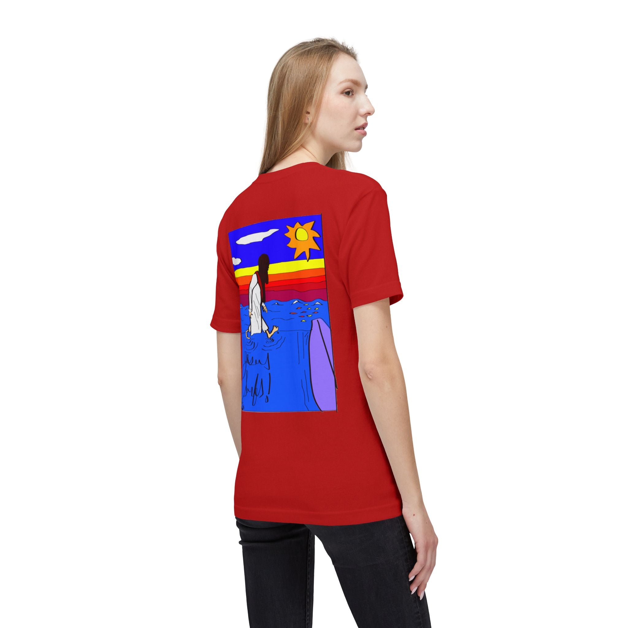 Jesus Surfs “Walks On Water” Unisex Deluxe T-shirt