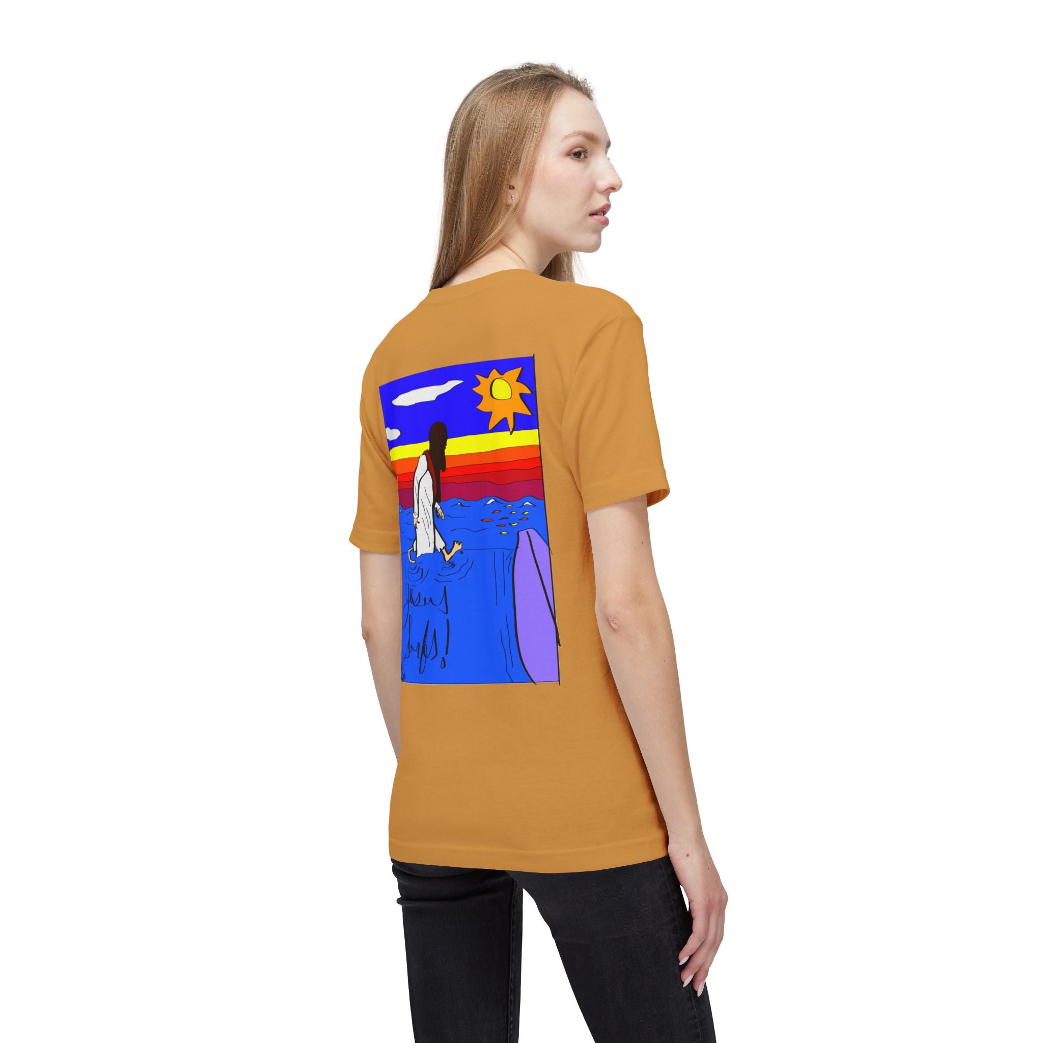 Jesus Surfs “Walks On Water” Unisex Deluxe T-shirt