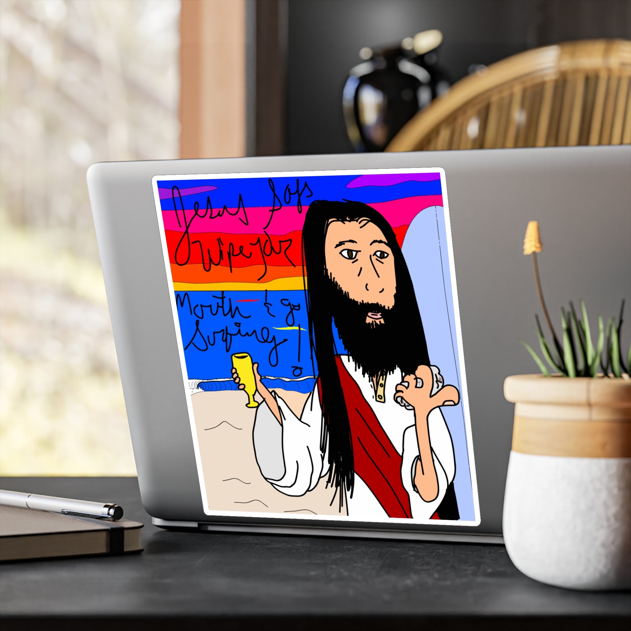 Jesus Surfs - Wipe Your Mouth & Go Surf - Kiss-Cut Vinyl Decals