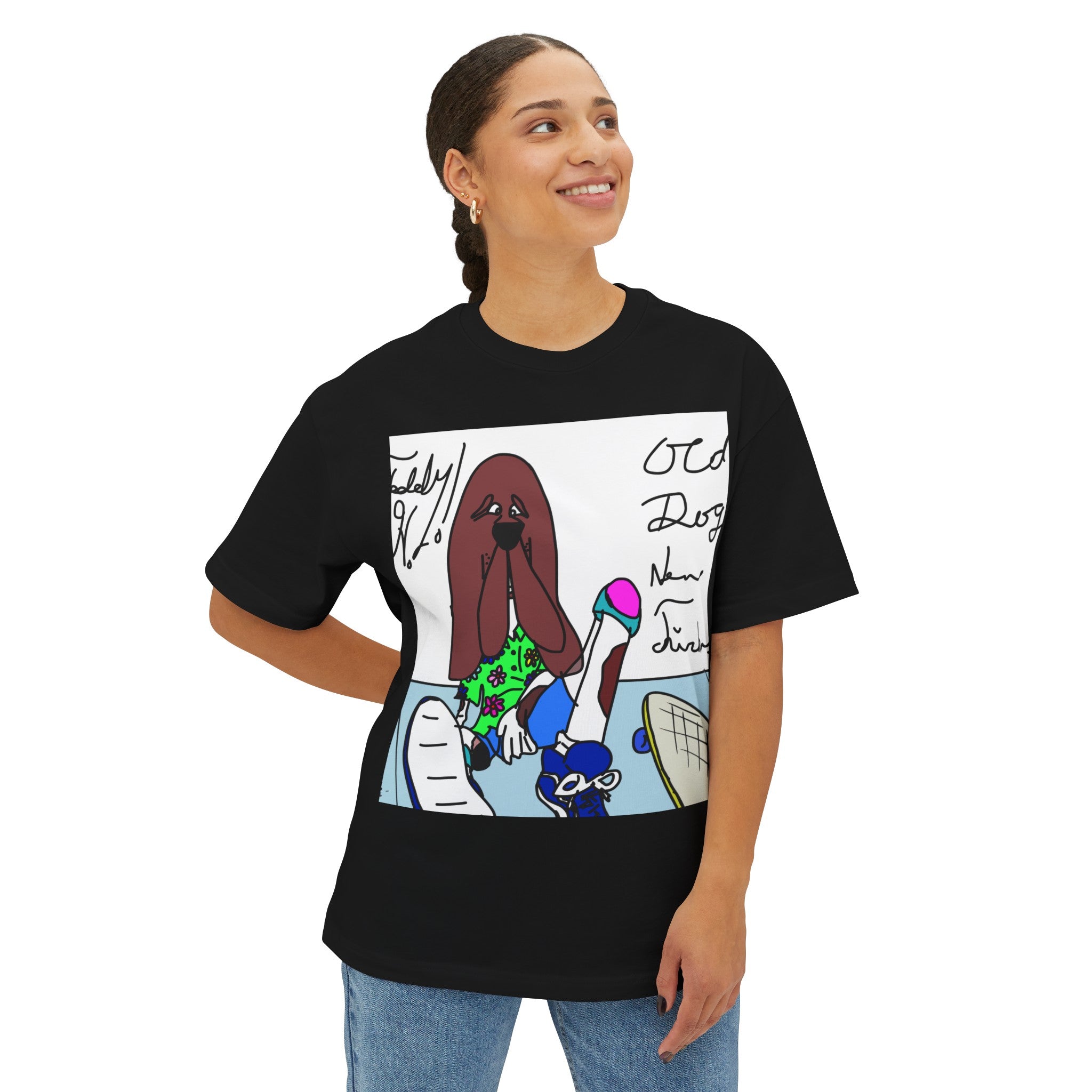 Old Dogs New Tricks - Teddy H Unisex Oversized Boxy Tee