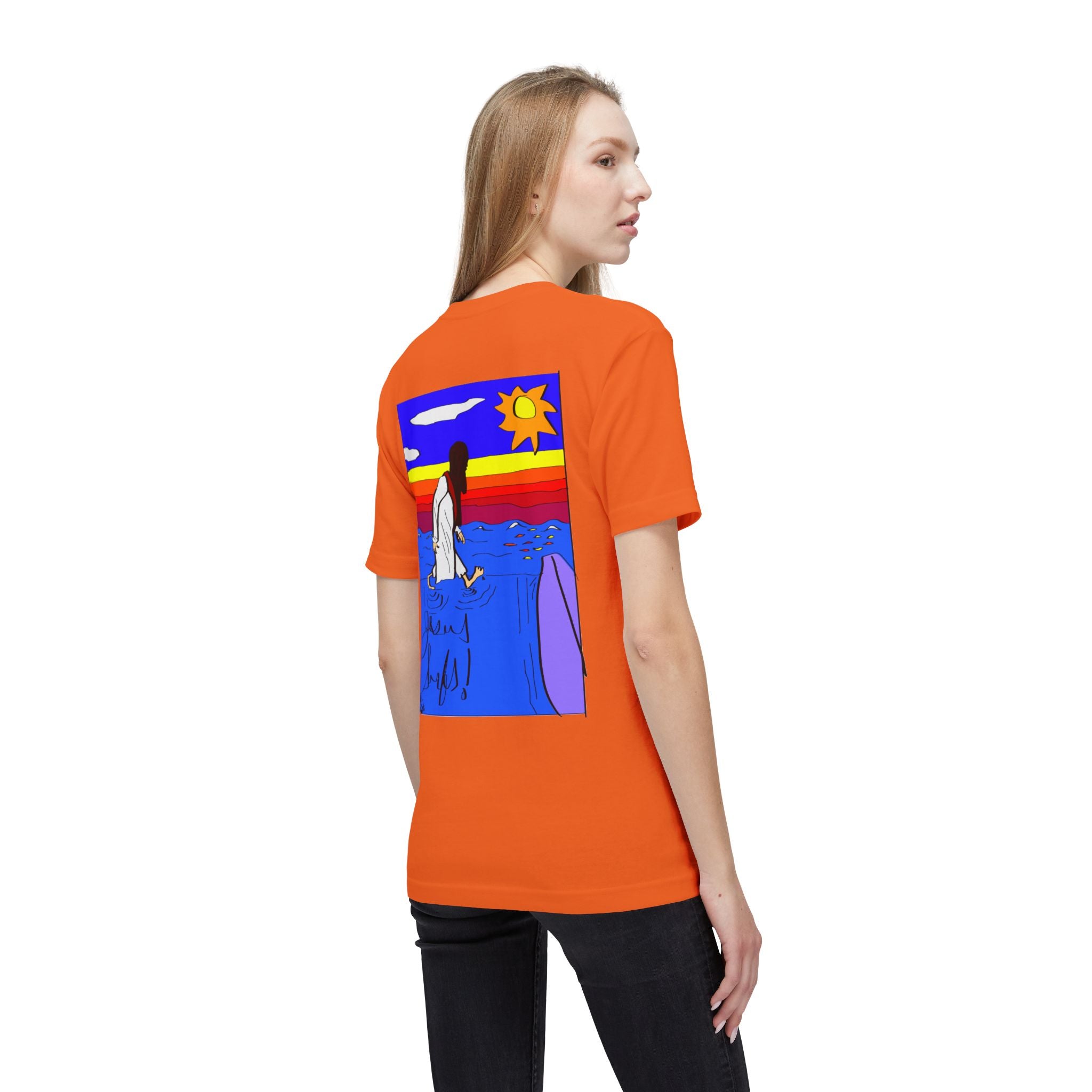 Jesus Surfs “Walks On Water” Unisex Deluxe T-shirt