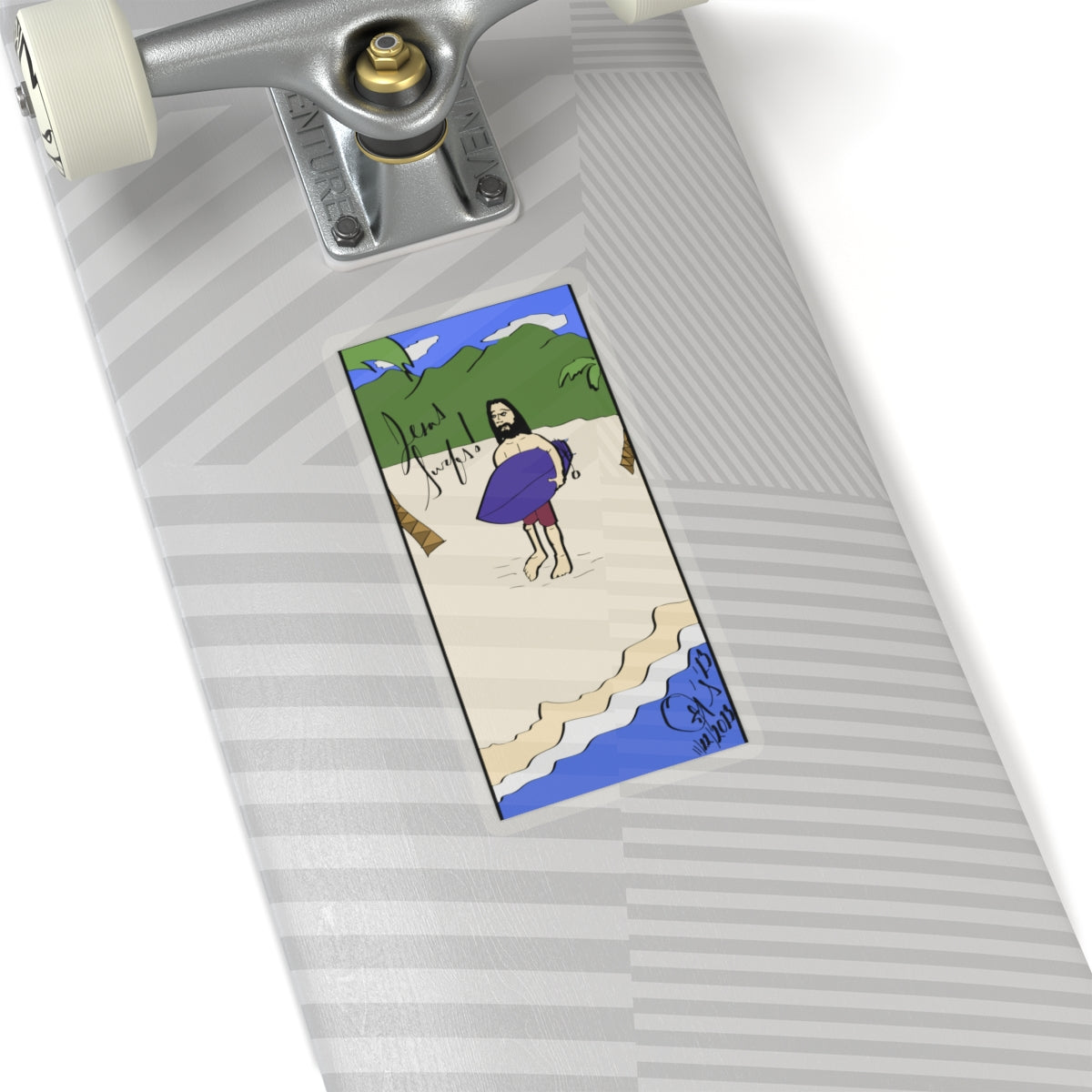 Jesus Surfs - Wave Check - Kiss-Cut Stickers