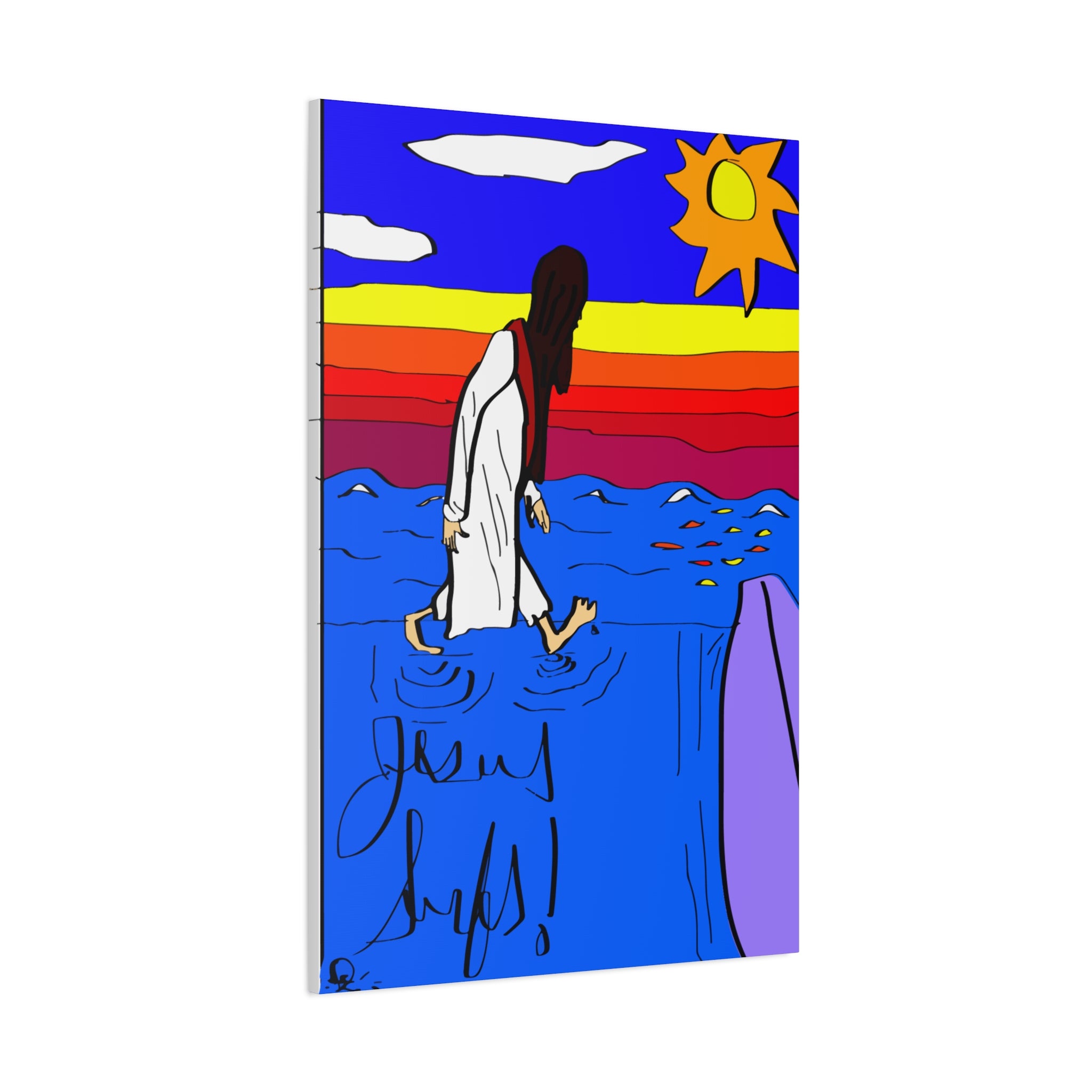 Jesus Surfs “ Walks On Water” Matte Canvas, Stretched, 1.25"