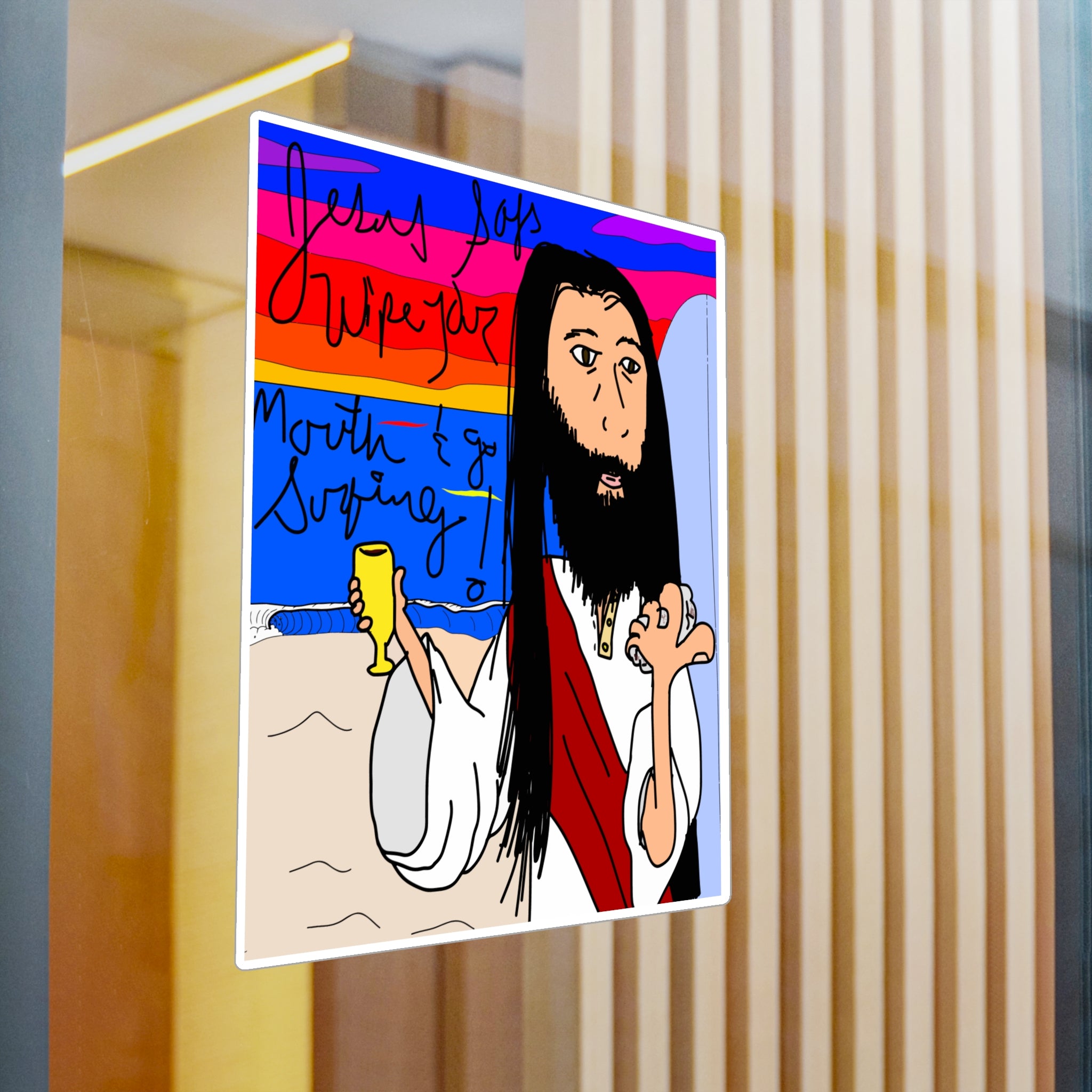 Jesus Surfs - Wipe Your Mouth & Go Surf - Kiss-Cut Vinyl Decals