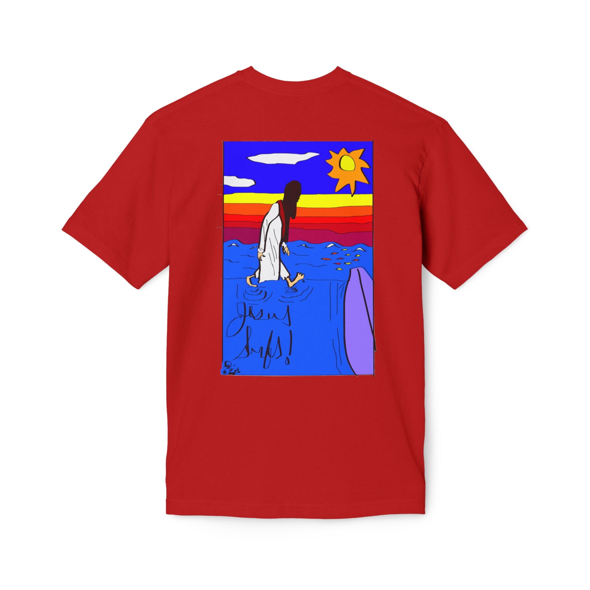 Jesus Surfs “Walks On Water” Unisex Deluxe T-shirt