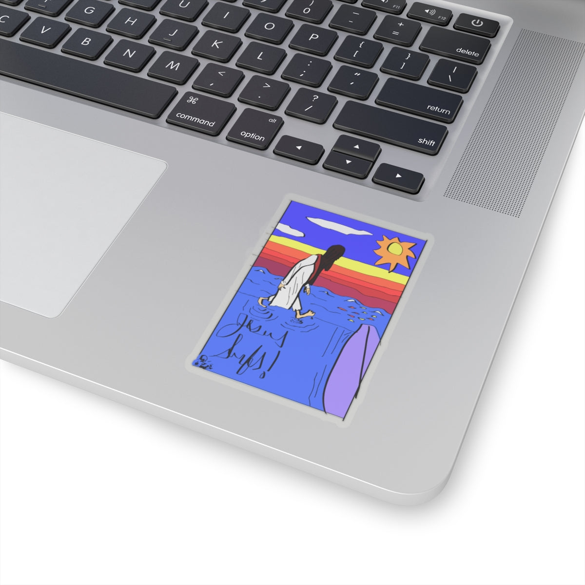 Jesus Surfs “Walks On Water” Kiss-Cut Stickers