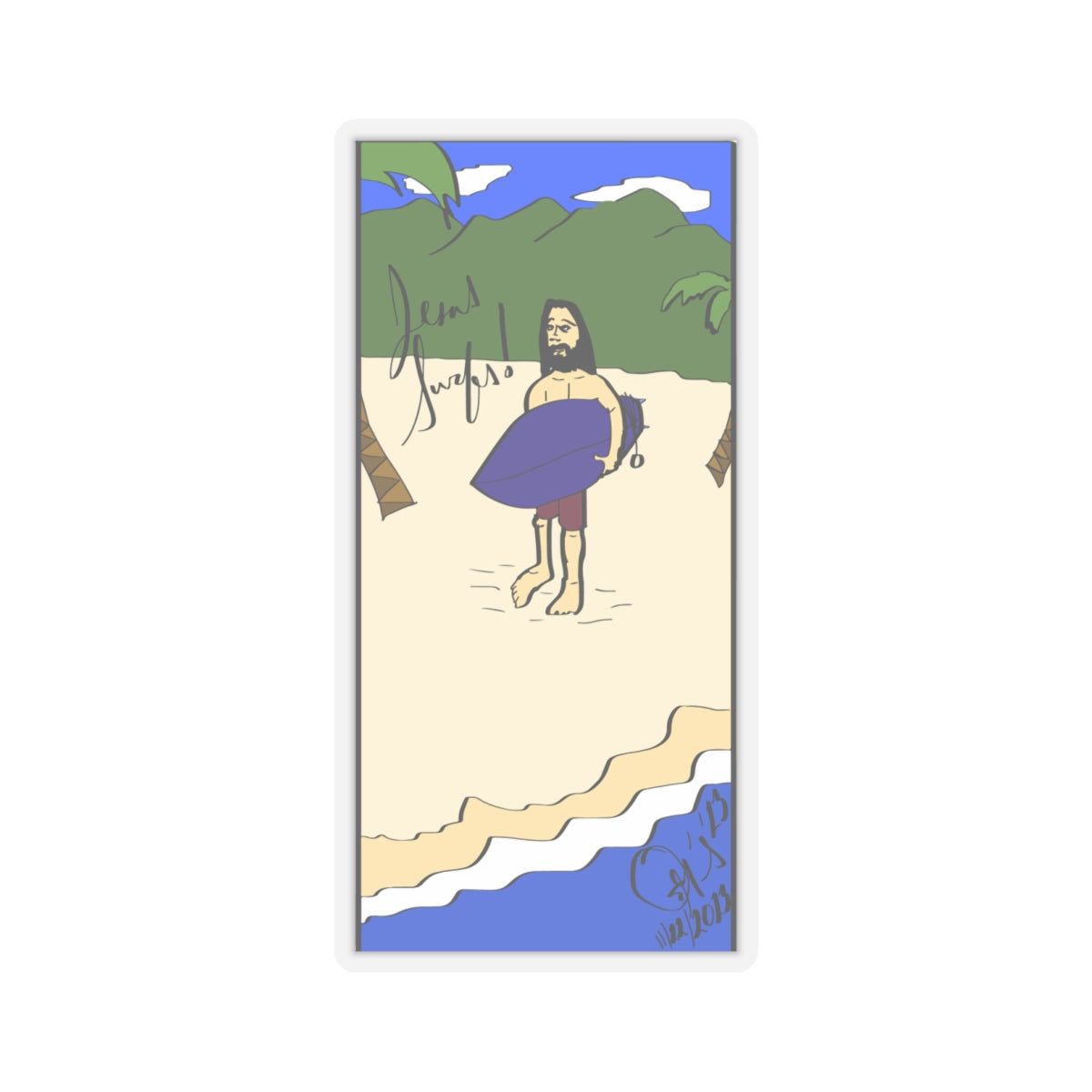 Jesus Surfs - Wave Check - Kiss-Cut Stickers