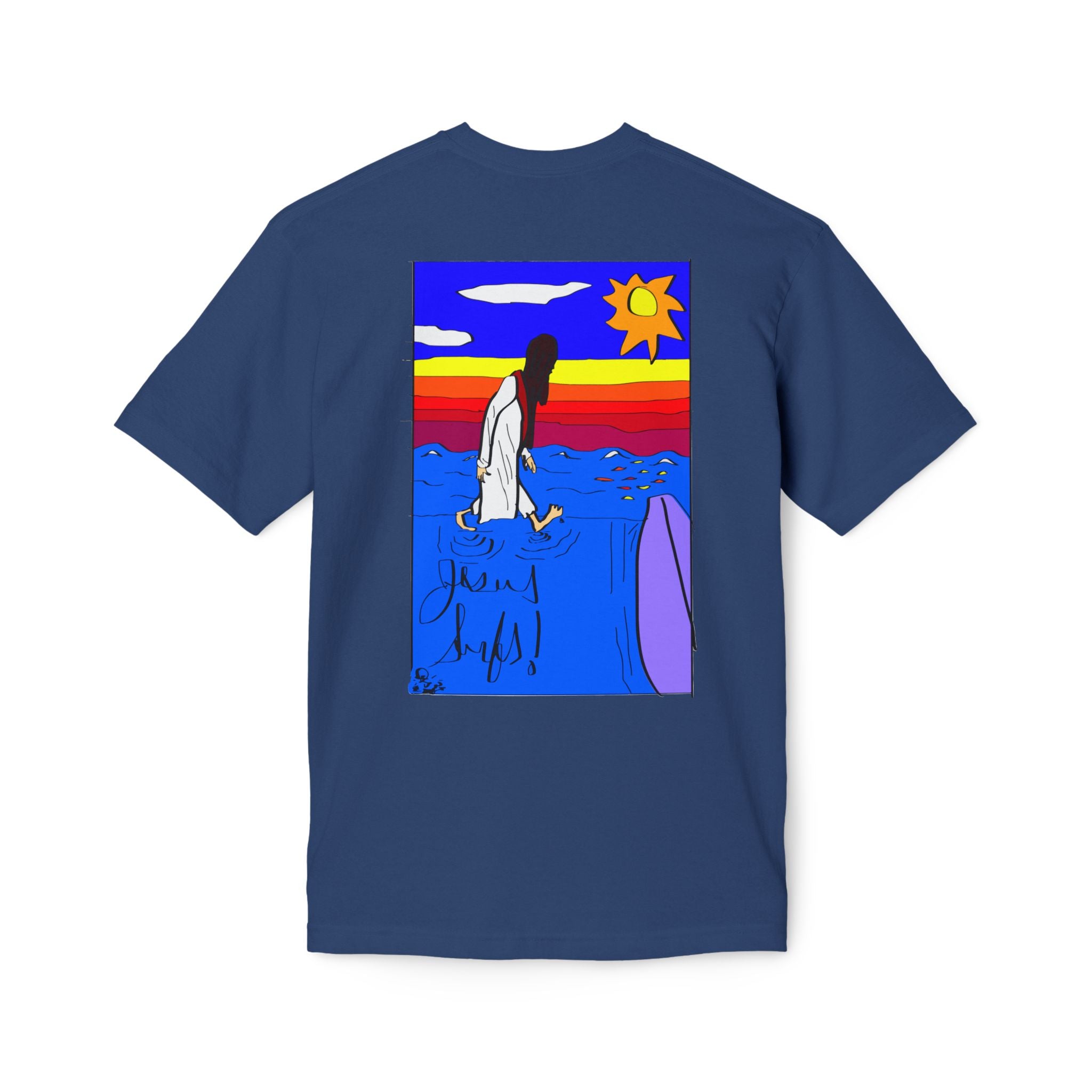 Jesus Surfs “Walks On Water” Unisex Deluxe T-shirt