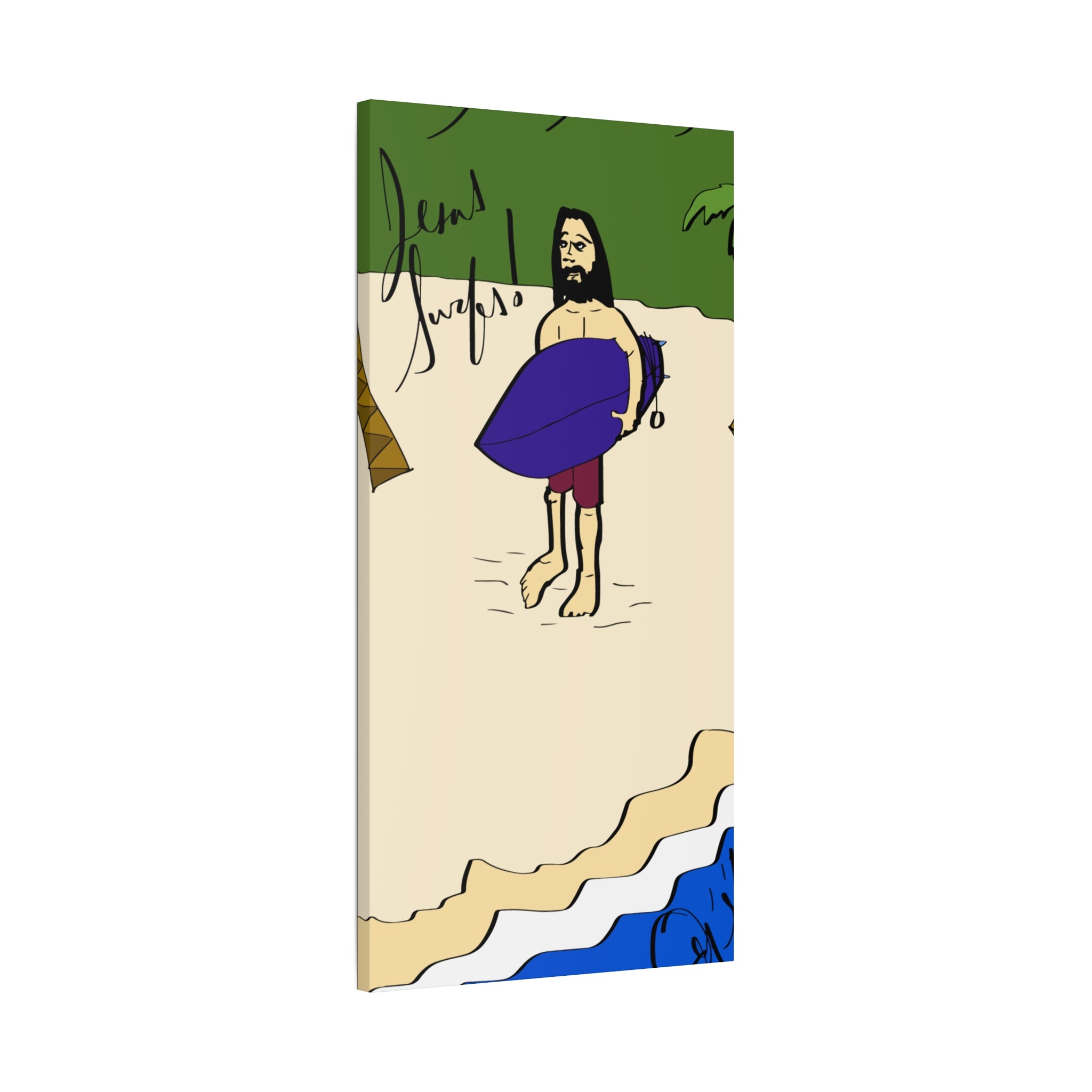 Jesus Surfs - Wave Check - Matte Canvas