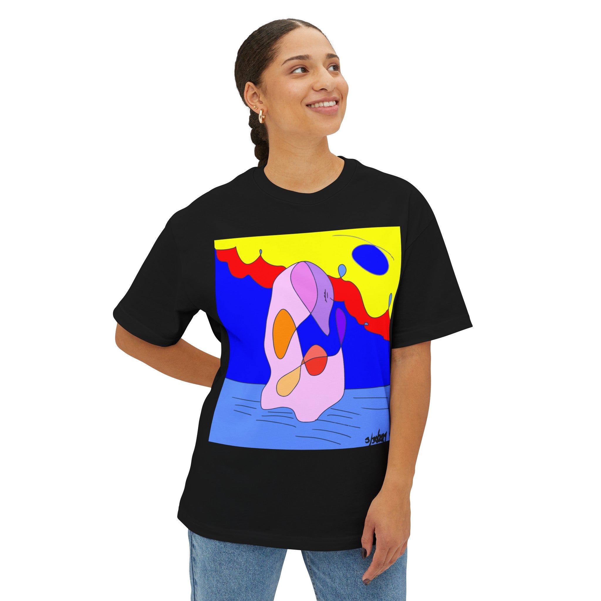 Pink Swan Unisex Oversized Boxy Tee