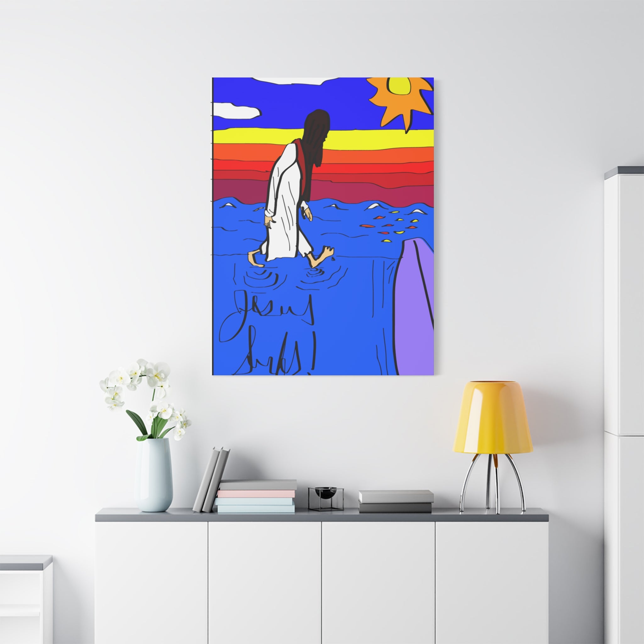 Jesus Surfs “ Walks On Water” Matte Canvas, Stretched, 1.25"