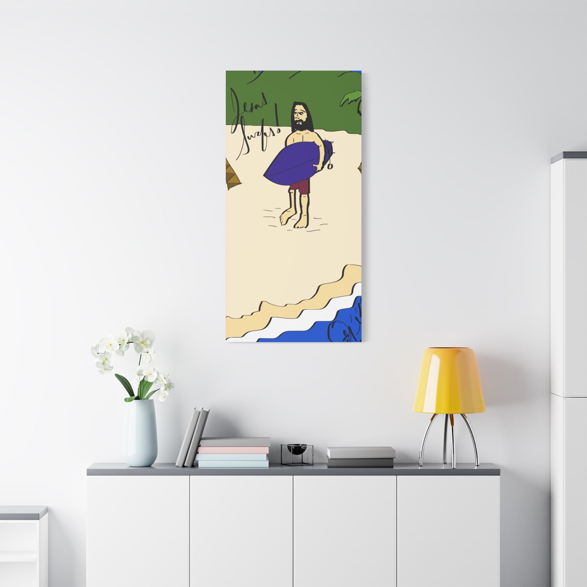 Jesus Surfs - Wave Check - Matte Canvas