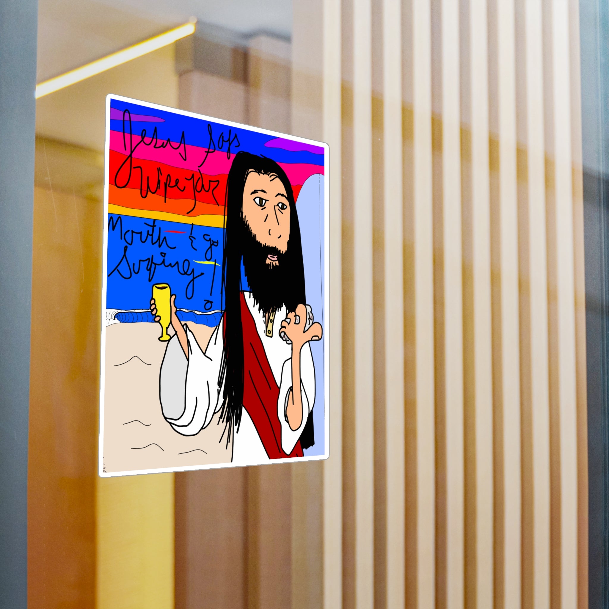 Jesus Surfs - Wipe Your Mouth & Go Surf - Kiss-Cut Vinyl Decals