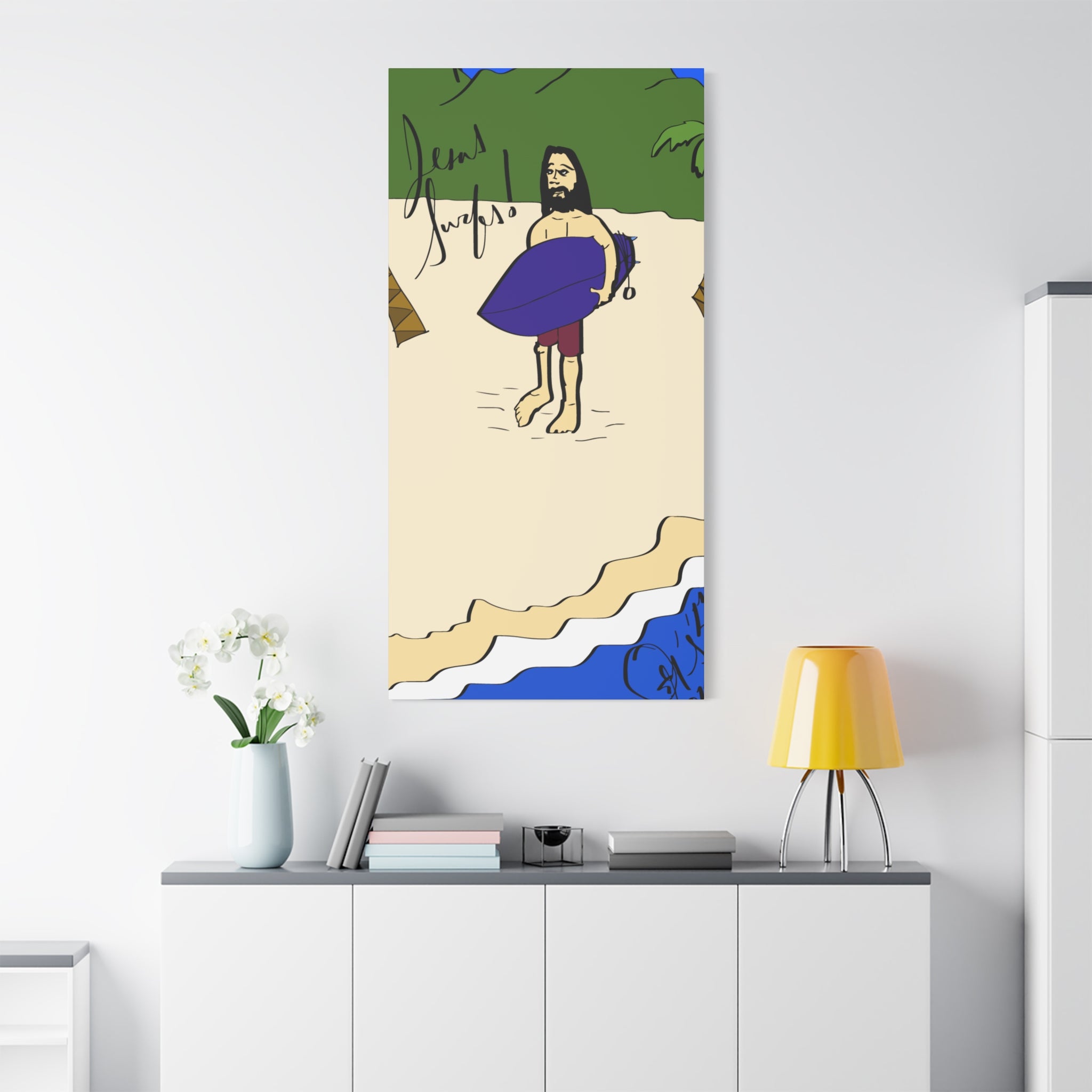 Jesus Surfs - Wave Check - Matte Canvas
