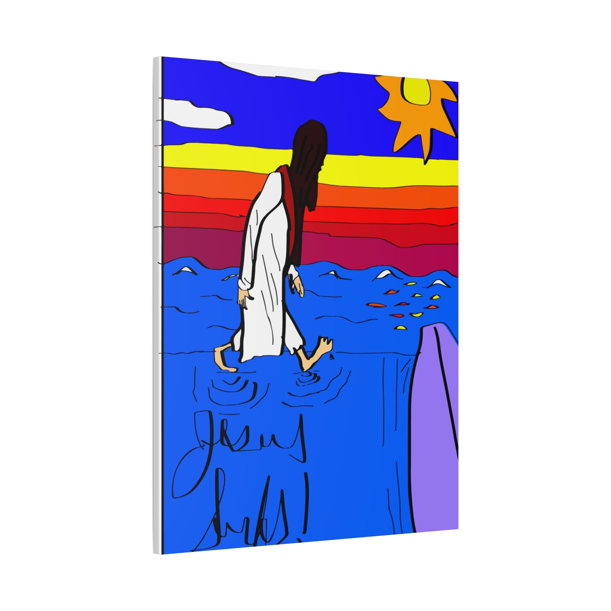 Jesus Surfs “ Walks On Water” Matte Canvas, Stretched, 1.25"