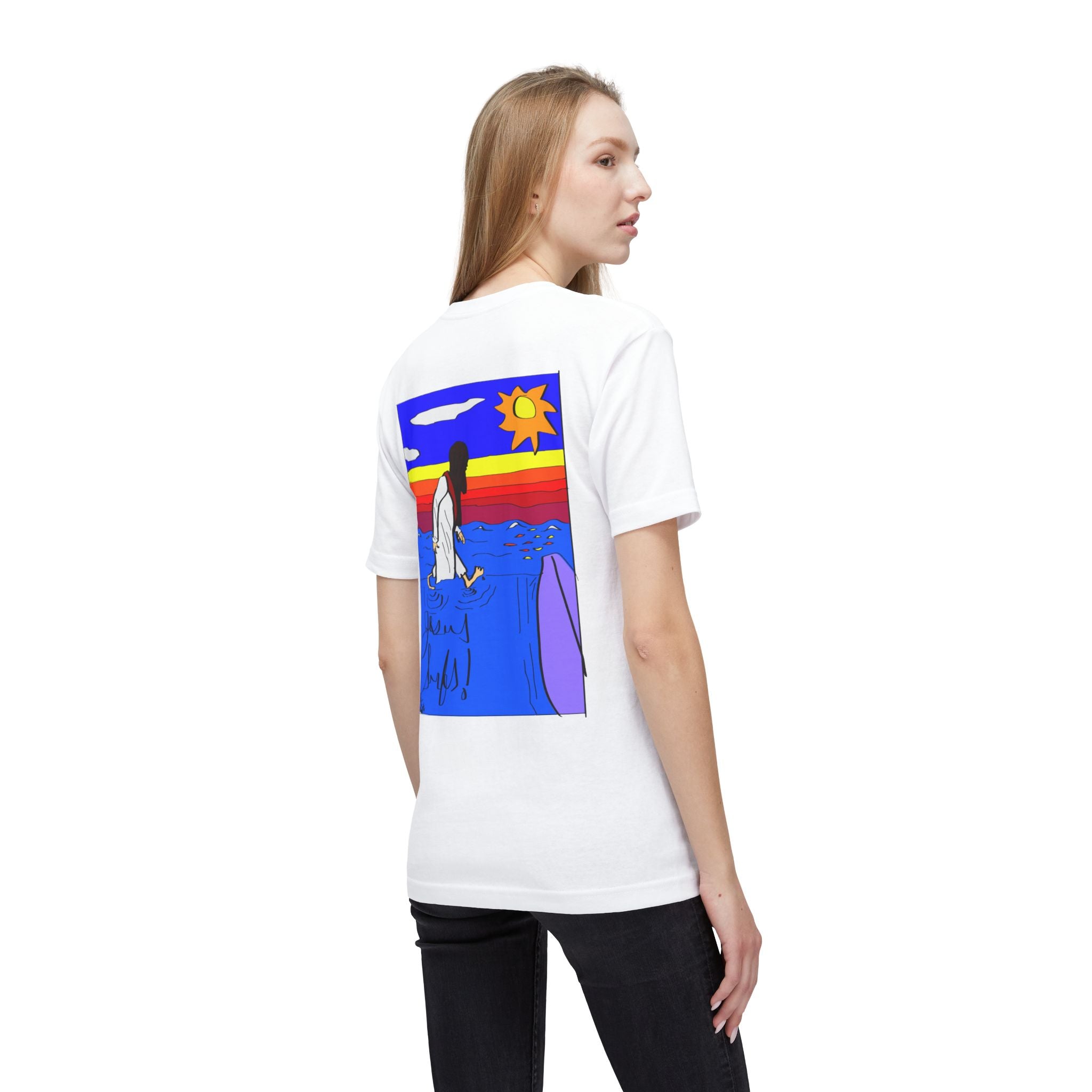 Jesus Surfs “Walks On Water” Unisex Deluxe T-shirt