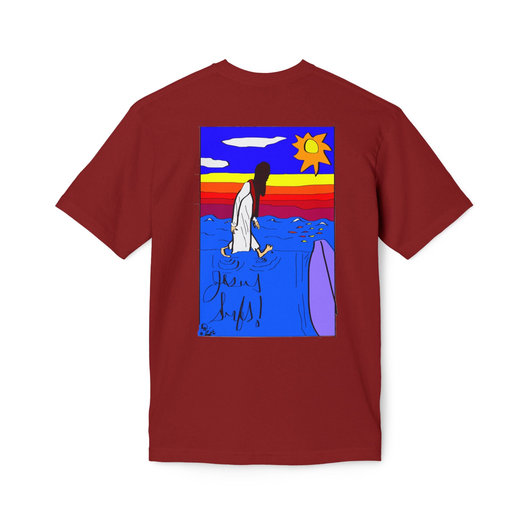 Jesus Surfs “Walks On Water” Unisex Deluxe T-shirt