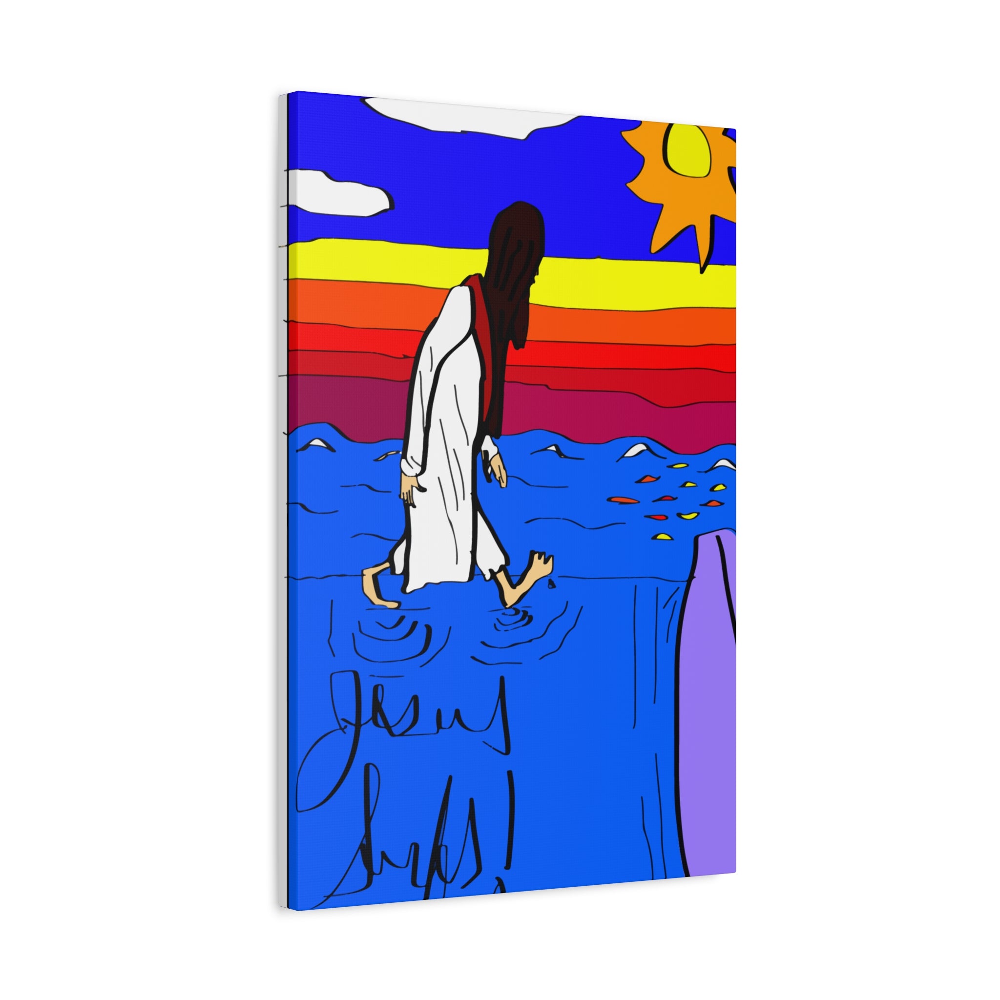 Jesus Surfs “ Walks On Water” Matte Canvas, Stretched, 1.25"
