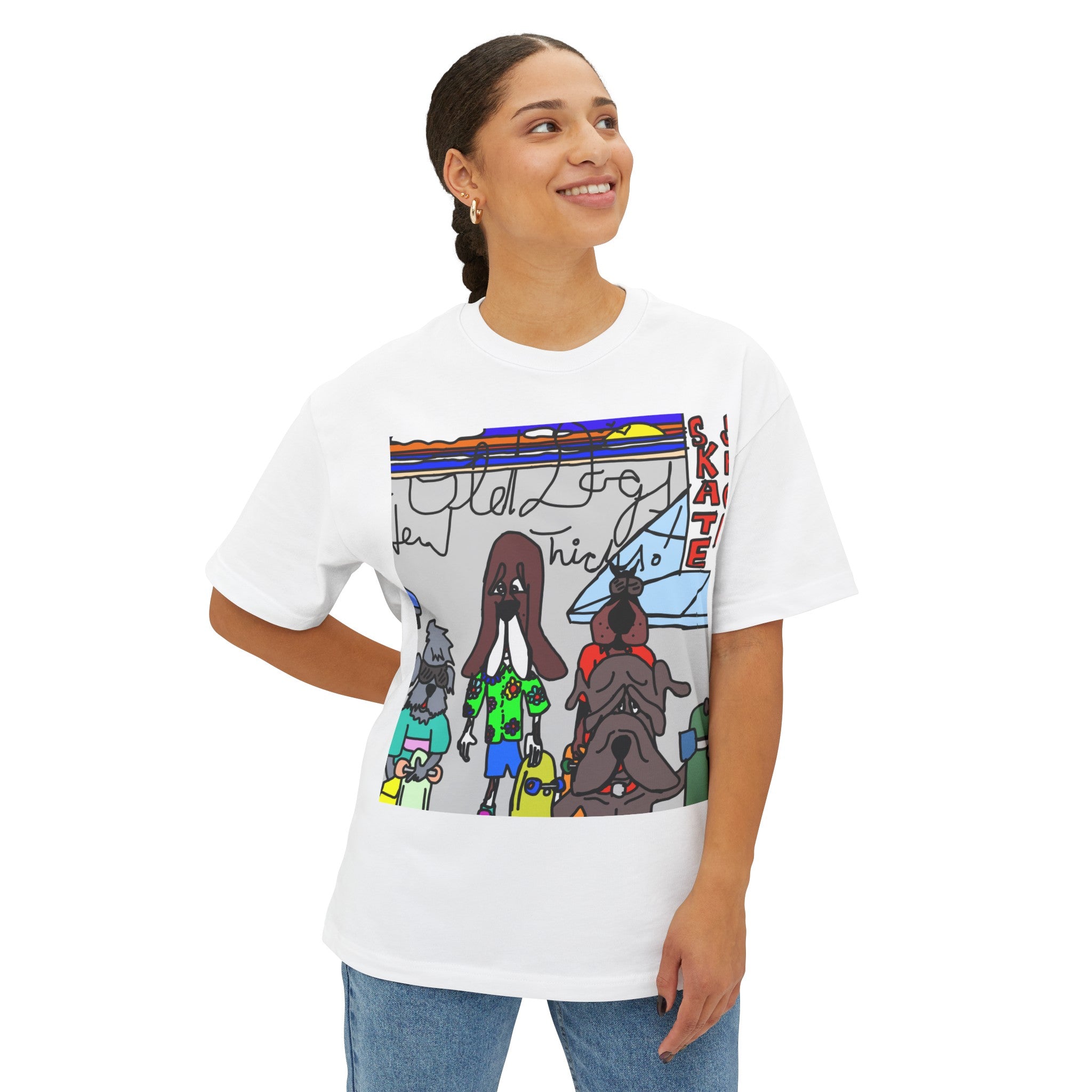 Old Dogs New Tricks Unisex Oversized Boxy Tee
