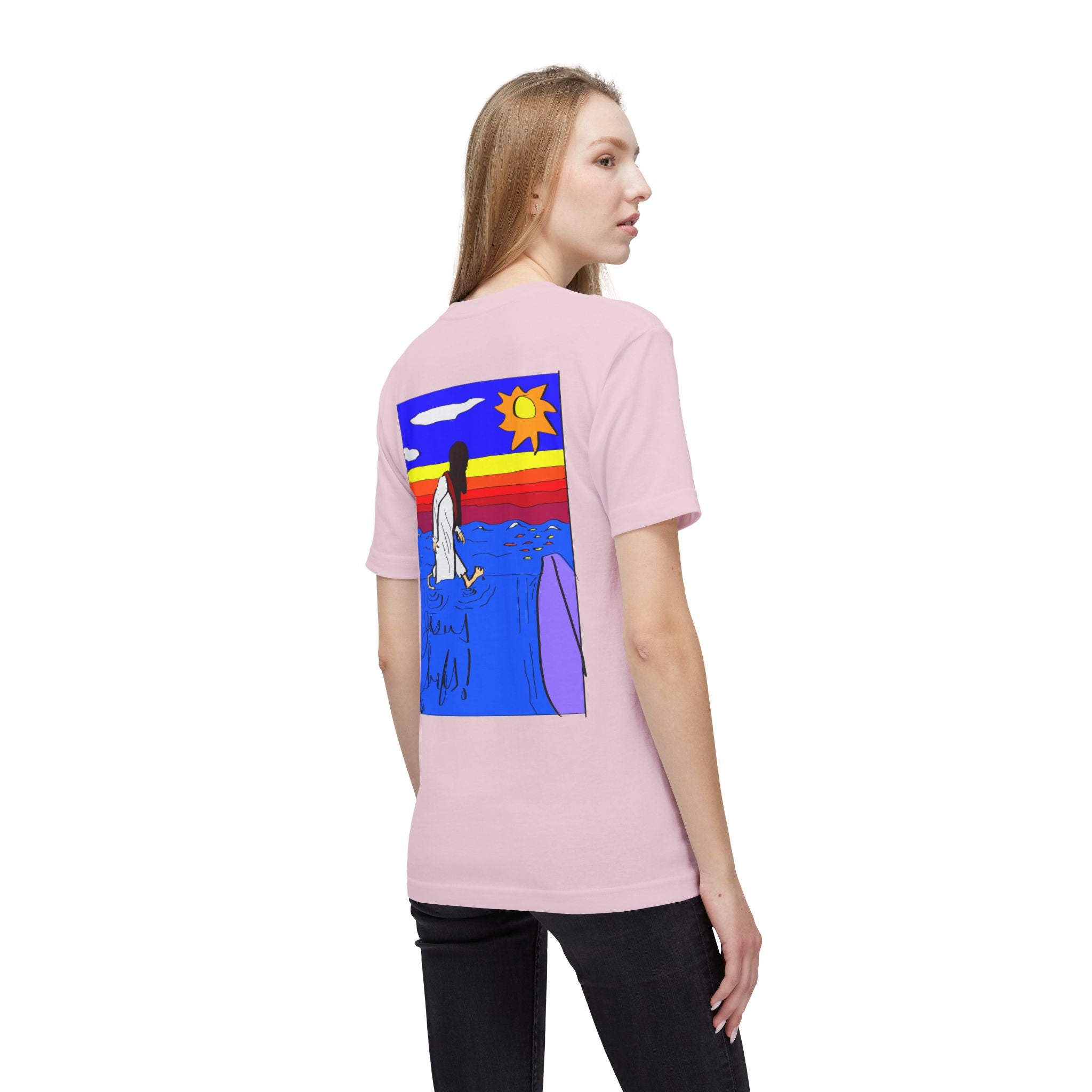 Jesus Surfs “Walks On Water” Unisex Deluxe T-shirt