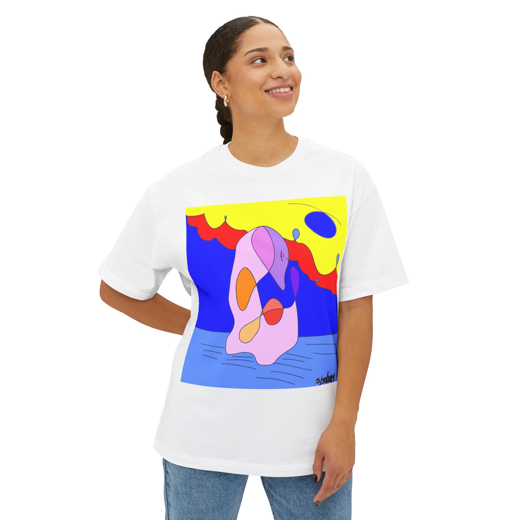 Pink Swan Unisex Oversized Boxy Tee