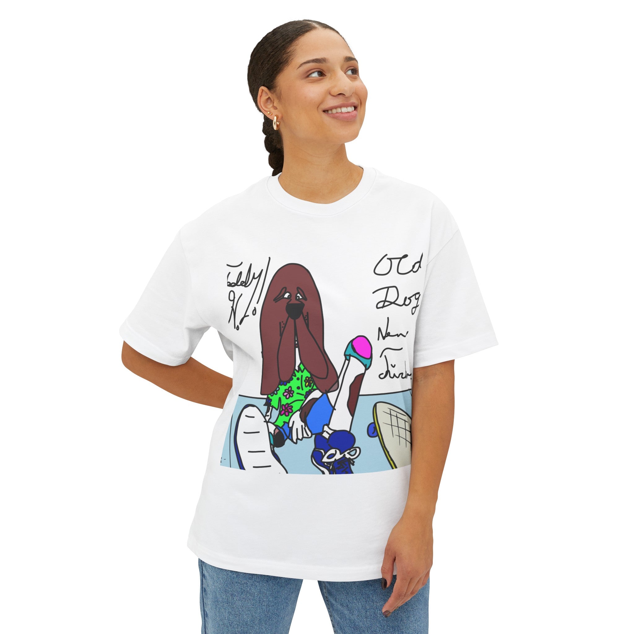 Old Dogs New Tricks - Teddy H Unisex Oversized Boxy Tee