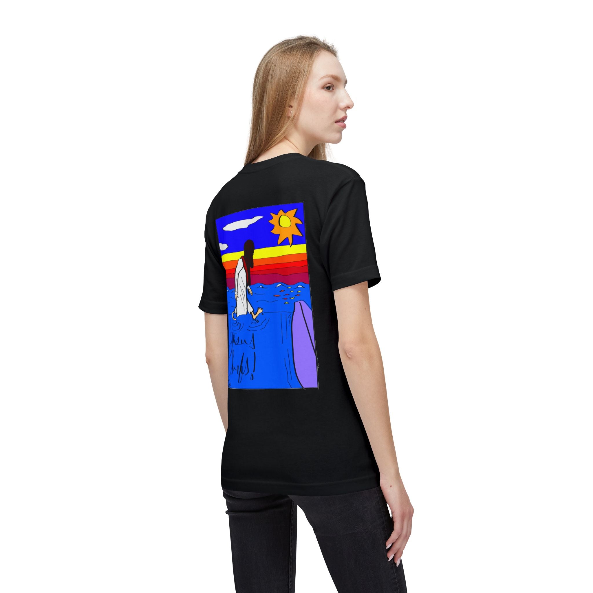 Jesus Surfs “Walks On Water” Unisex Deluxe T-shirt