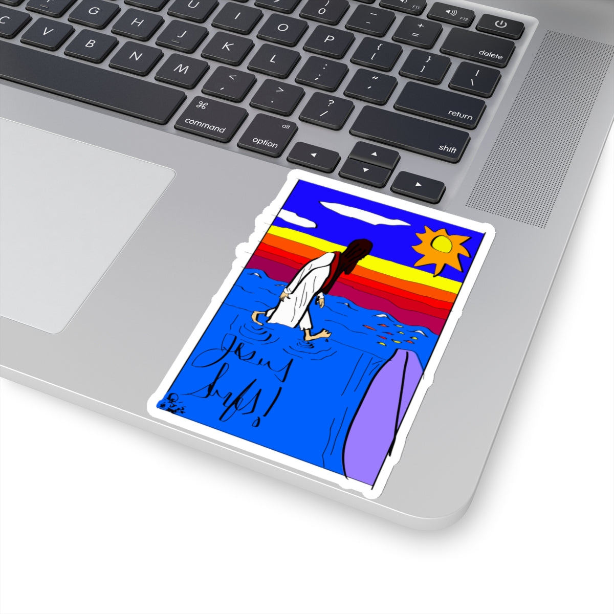 Jesus Surfs “Walks On Water” Kiss-Cut Stickers