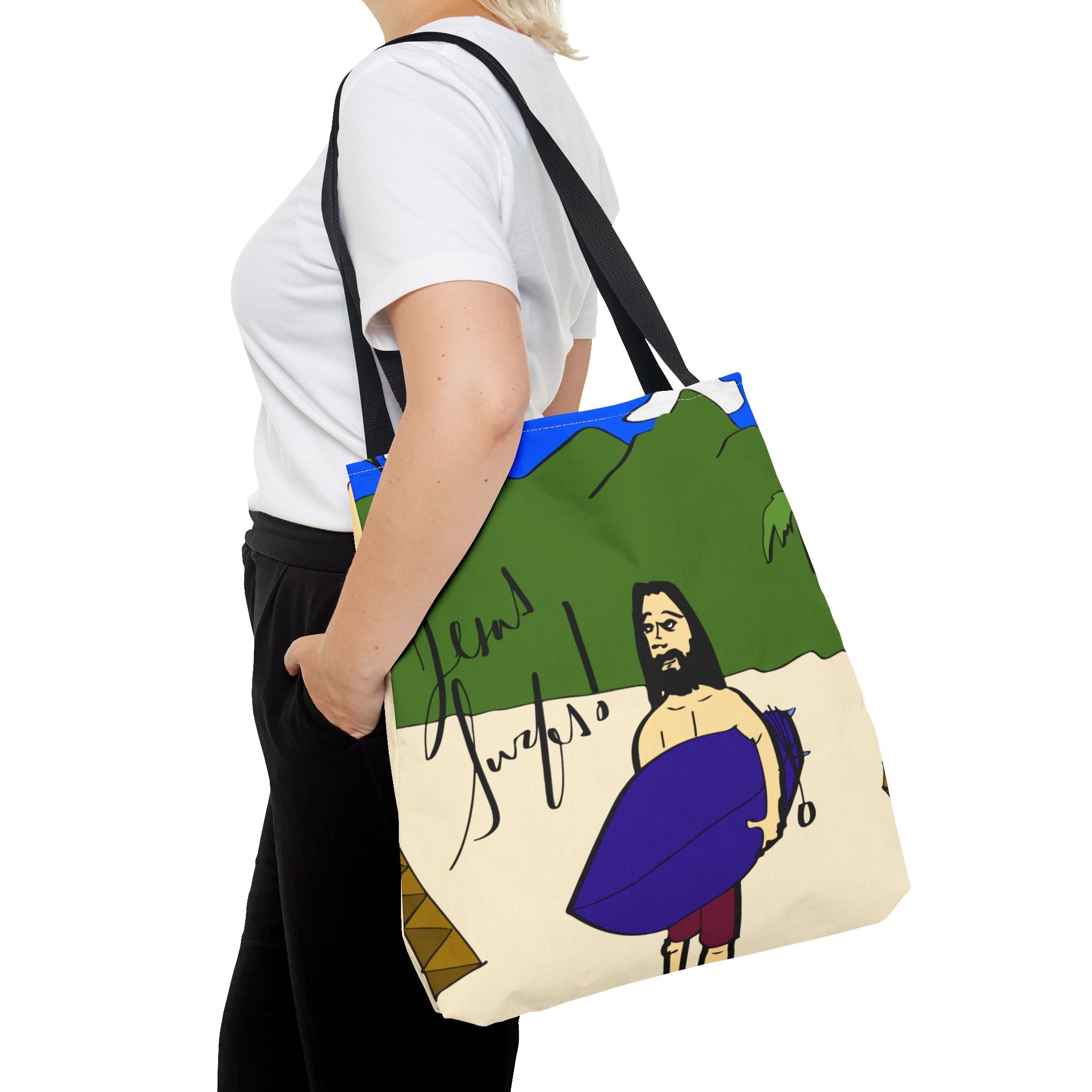 Jesus Surfs - Wave Check - Tote Bag (AOP)